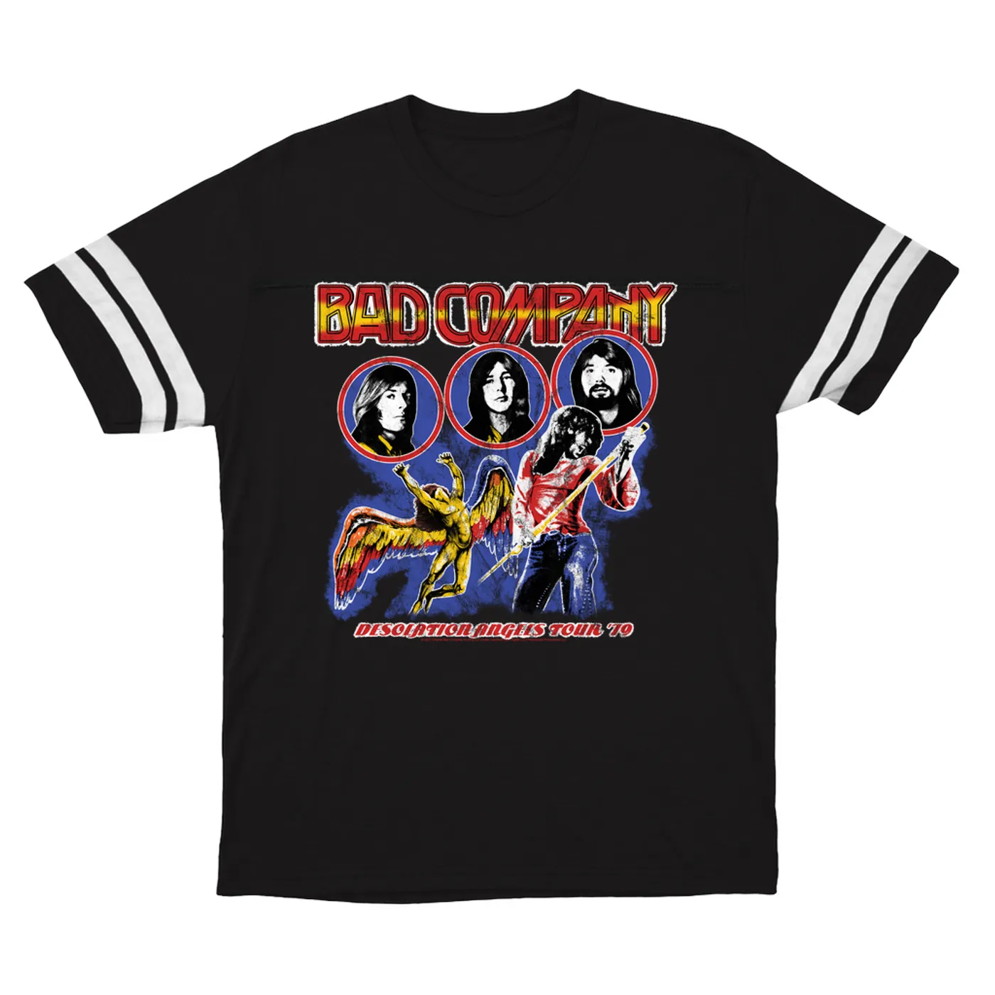 Bad Company T-Shirt | 1979 Desolation Angels Tour Distressed (Merchbar Exclusive) Bad Company Football Shirt