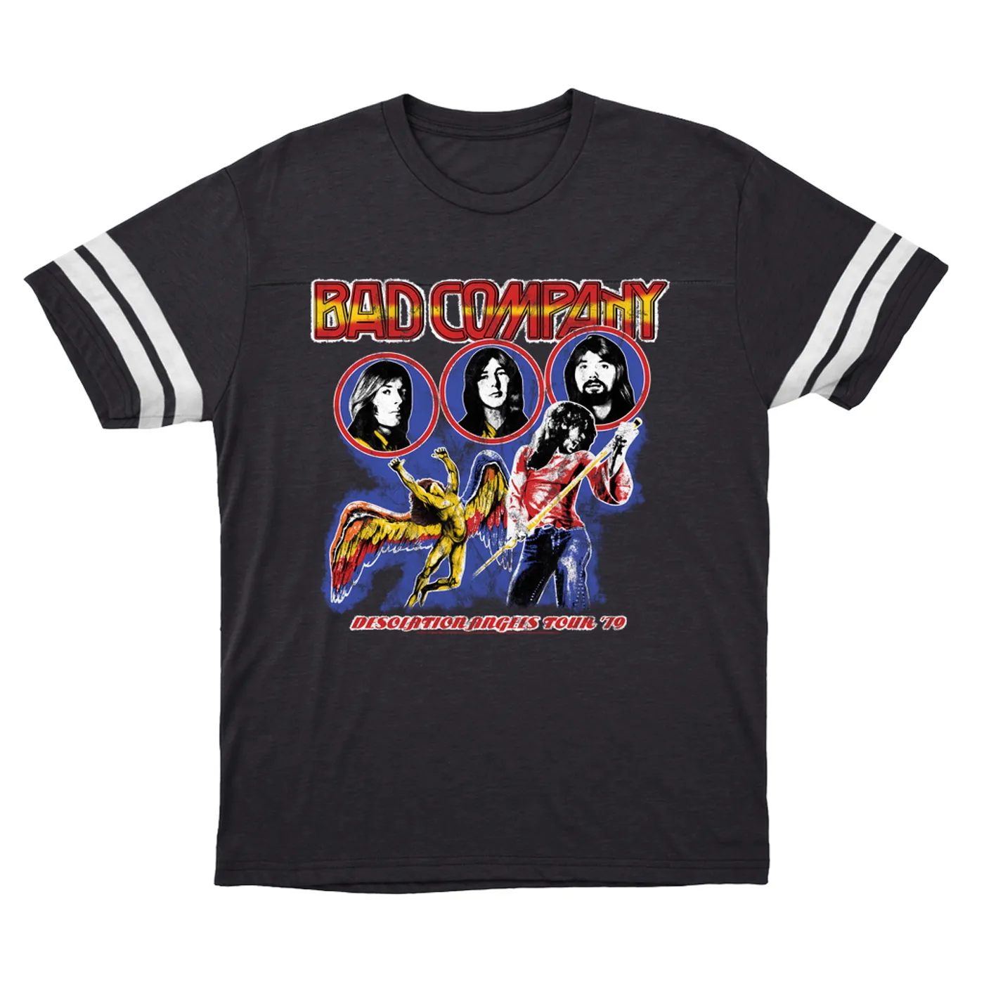 Bad Company T-Shirt | 1979 Desolation Angels Tour Distressed (Merchbar Exclusive) Bad Company Football Shirt