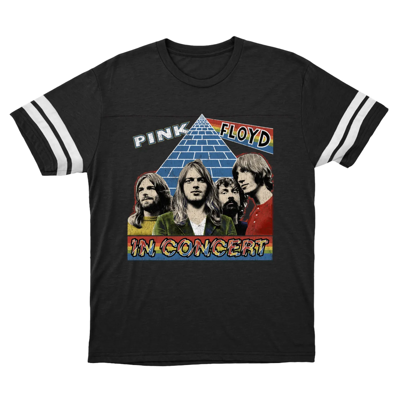 Pink Floyd T-Shirt | Dark Side Of The Moon In Concert Distressed Pink Floyd Football Shirt