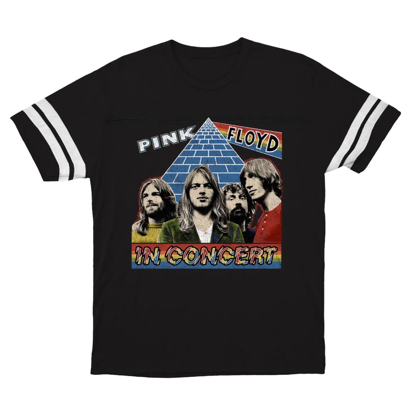 Pink Floyd T-Shirt | Dark Side Of The Moon In Concert Distressed Pink Floyd Football Shirt