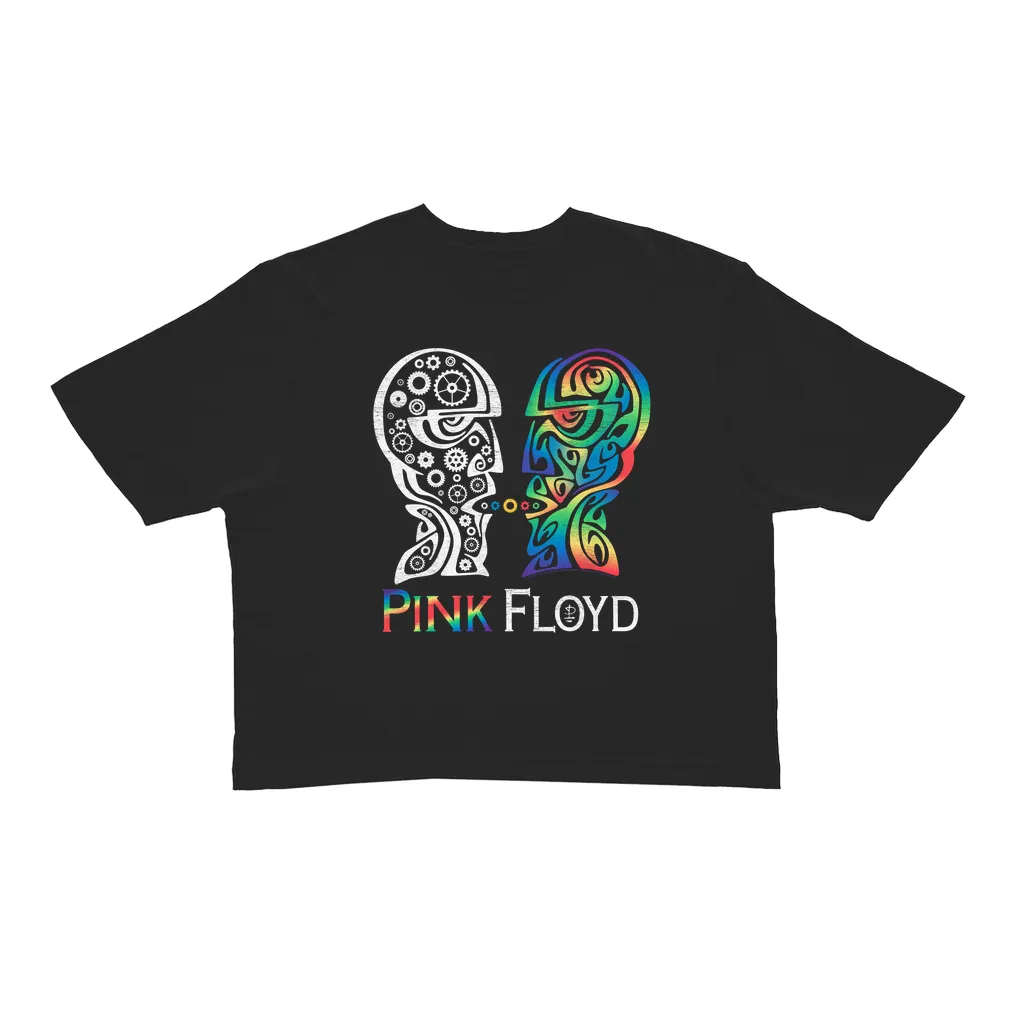 Ladies' Crop Tee | Division Bell Colorful Tribal Design Distressed Crop T-shirt