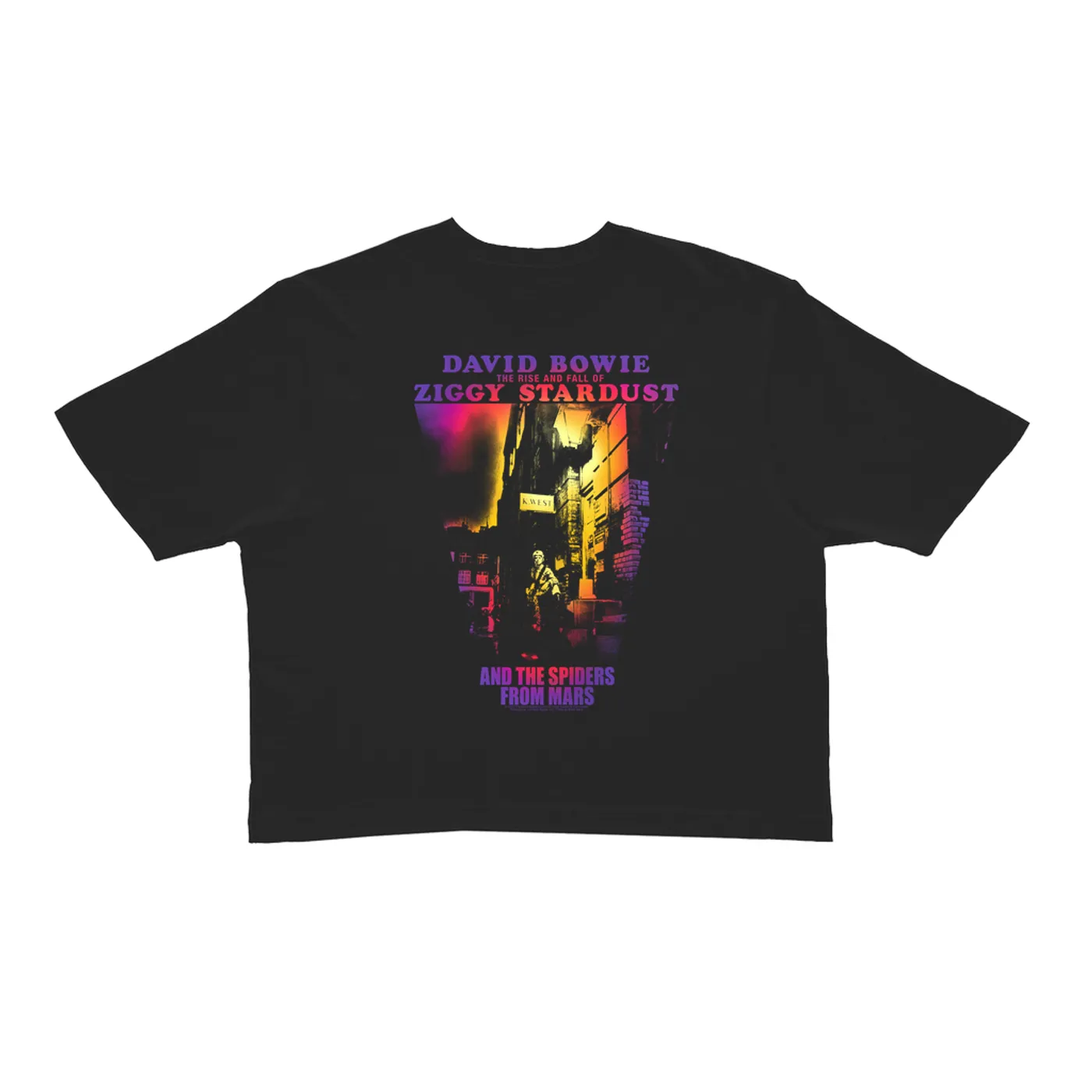 David Bowie Ladies' Crop Tee | Rainbow Ombre The Rise And Fall Of Ziggy Stardust David Bowie Crop T-shirt