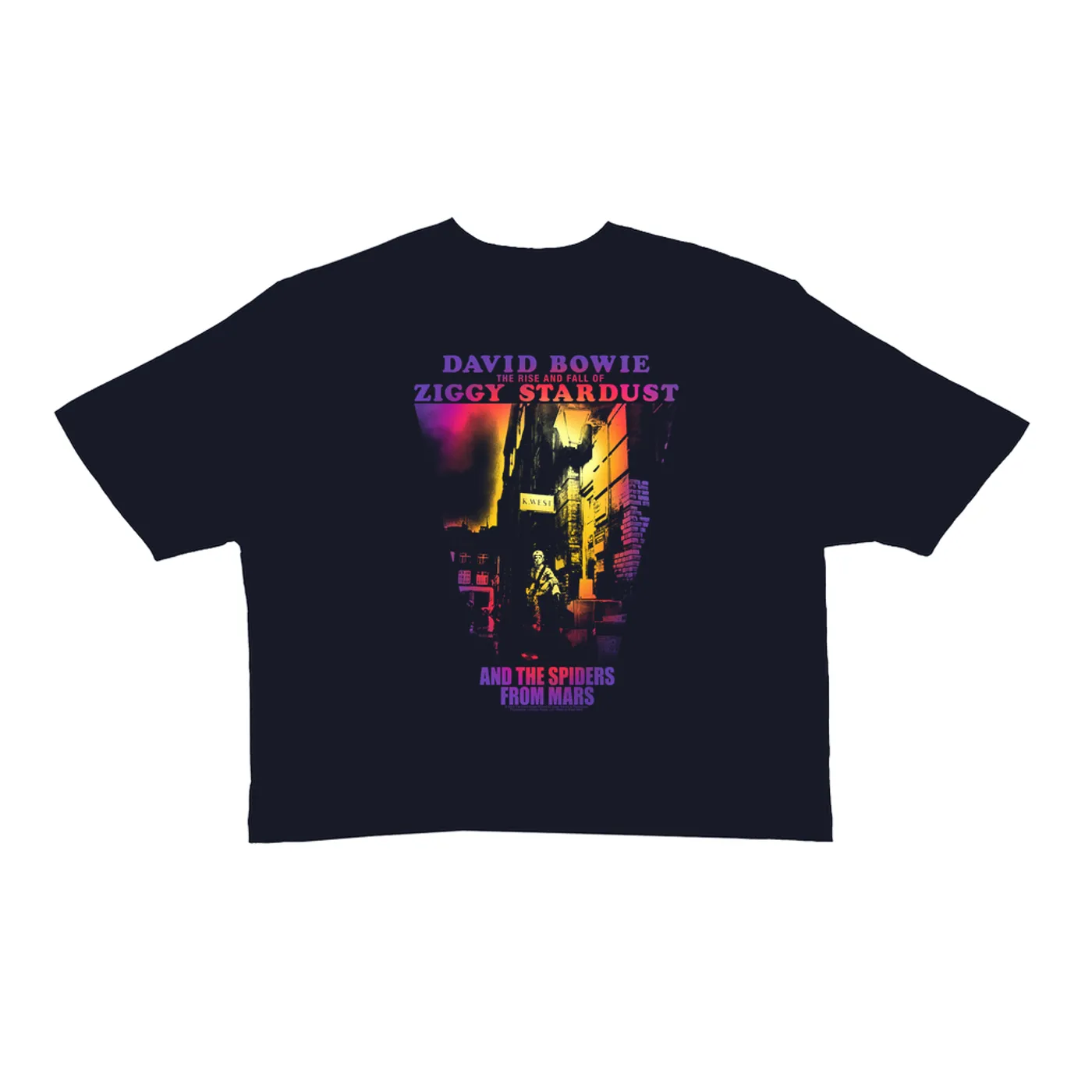 David Bowie Ladies' Crop Tee | Rainbow Ombre The Rise And Fall Of Ziggy Stardust David Bowie Crop T-shirt