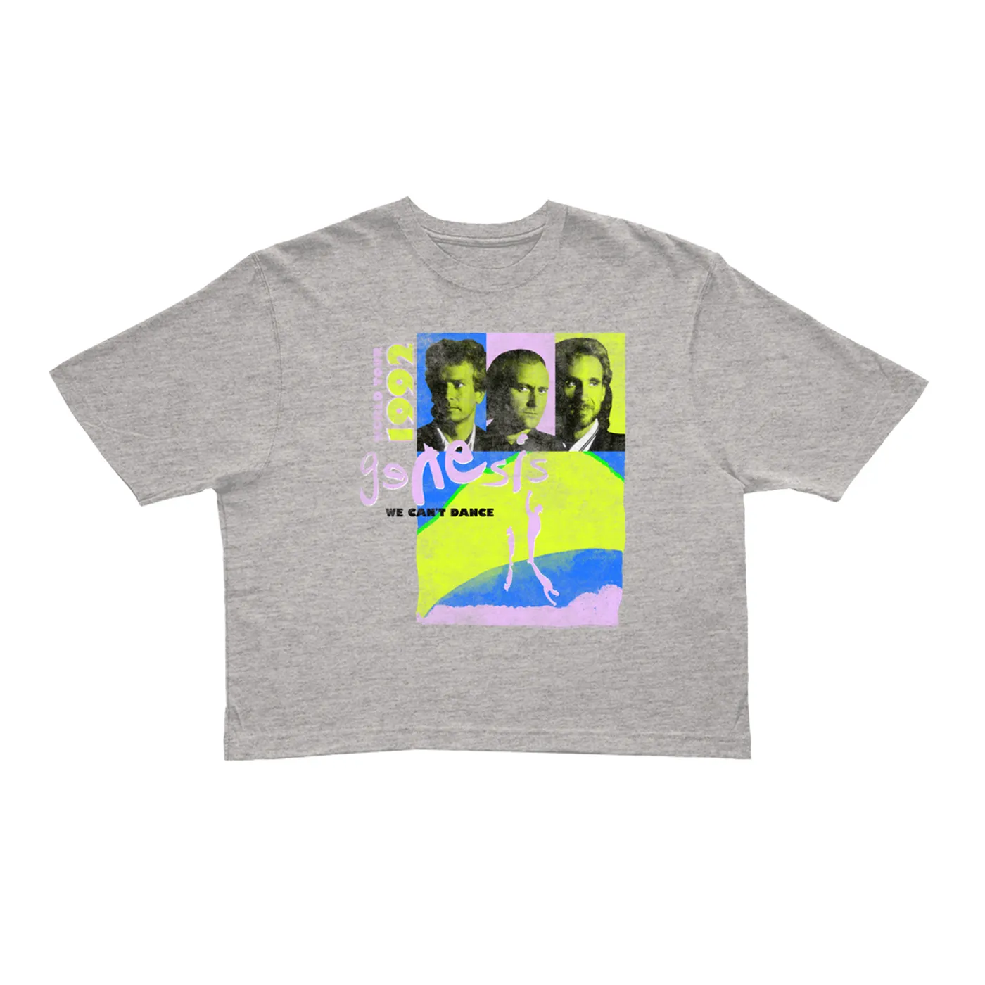 Genesis Ladies' Crop Tee | Neon We Can't Dance World Tour 1992 Genesis Crop T-shirt