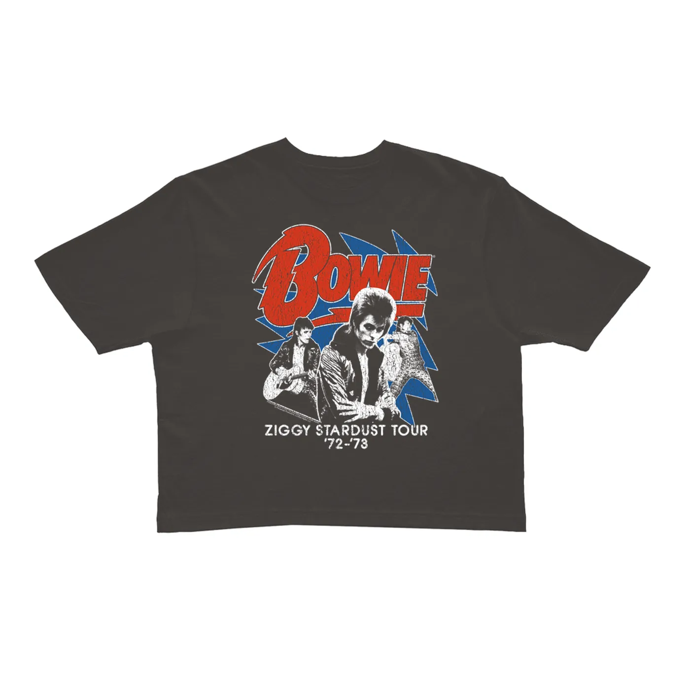 David Bowie Ladies' Crop Tee | Diamond Dogs Tour 1974 Distressed David Bowie Crop T-shirt