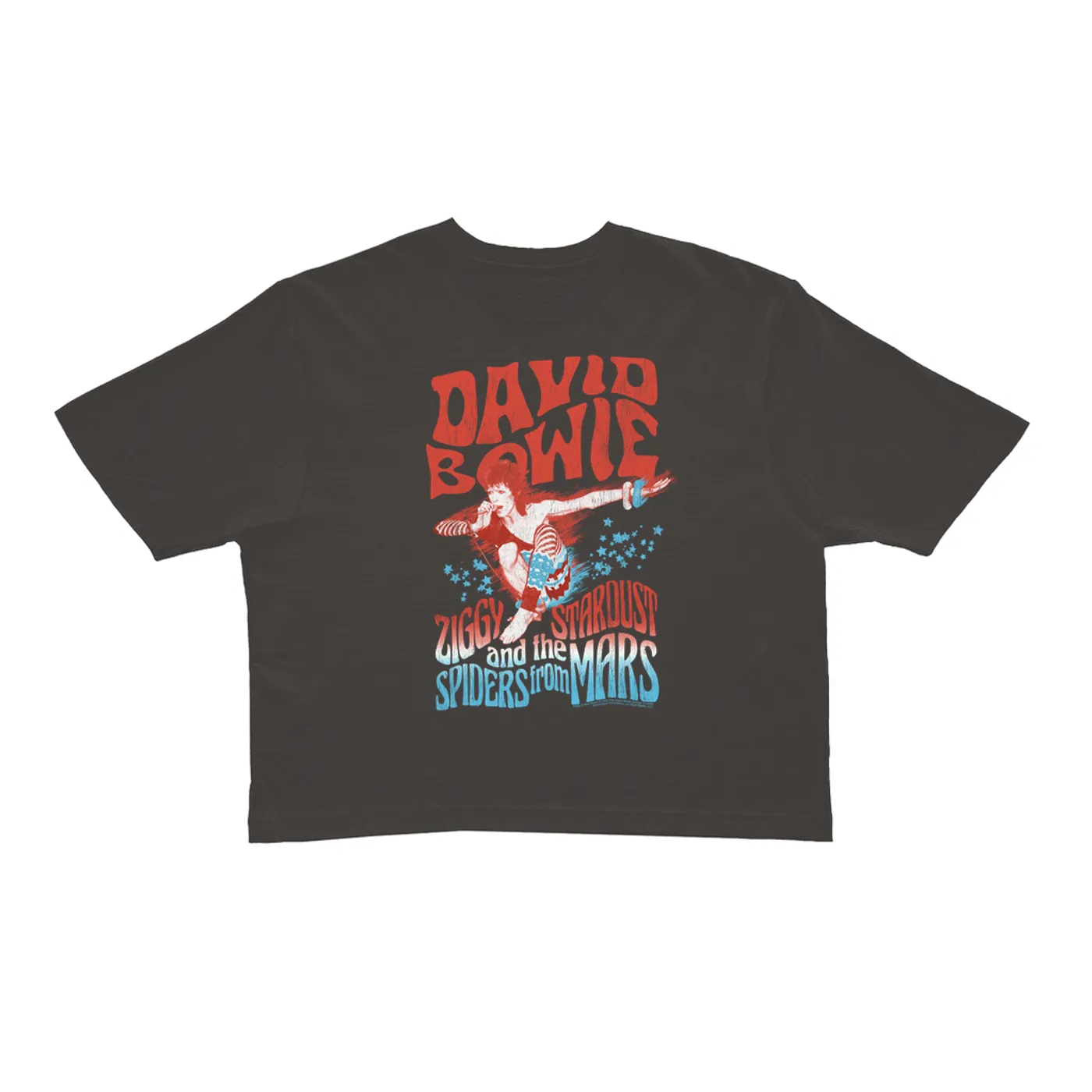David Bowie Ladies' Crop Tee | Red, White, Blue Ziggy Stardust And The Spiders From Mars (Merchbar Exclusive) David Bowie Crop T-shirt
