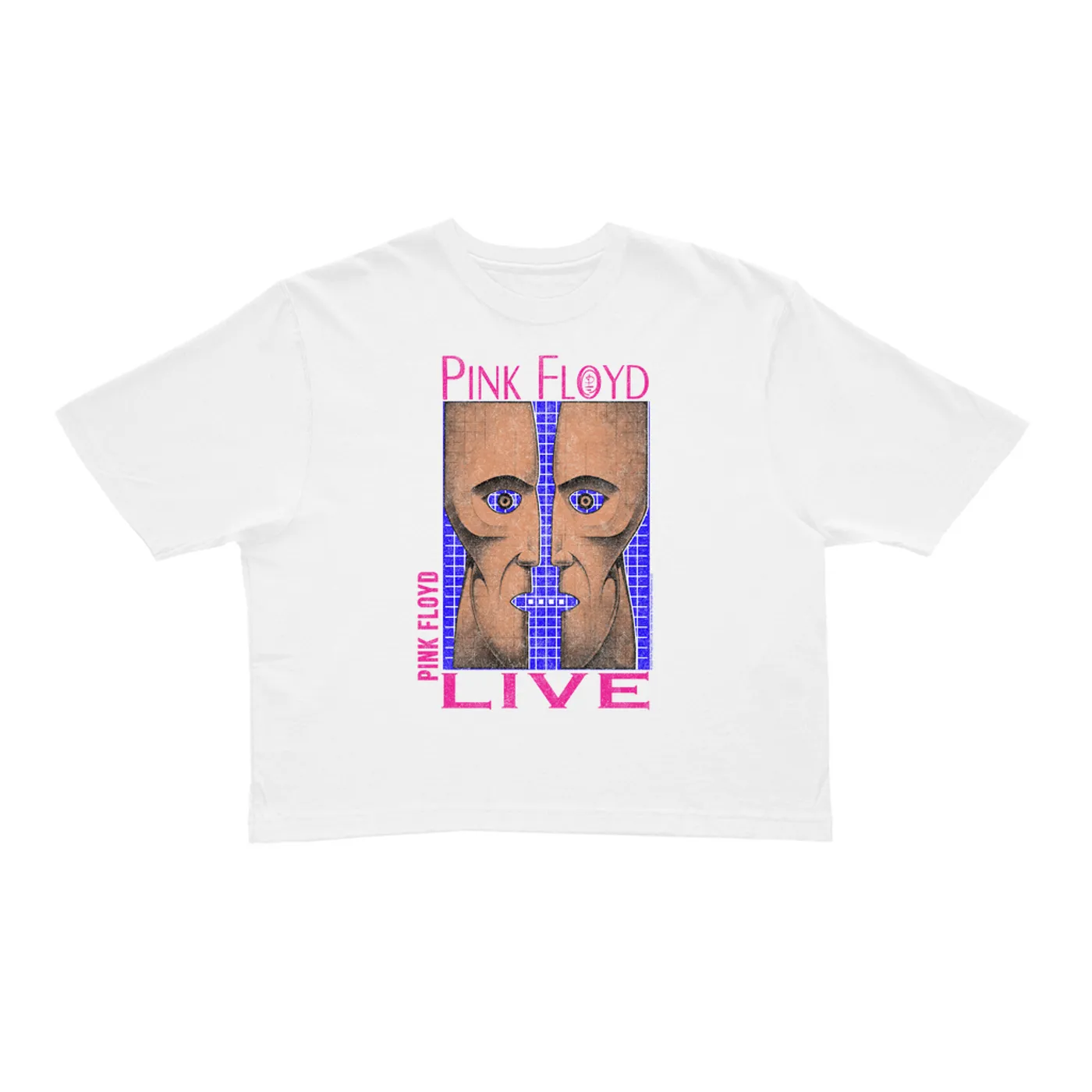 Pink Floyd Ladies' Crop Tee | Neon Blue Pink Division Bell Pink Floyd Crop T-shirt