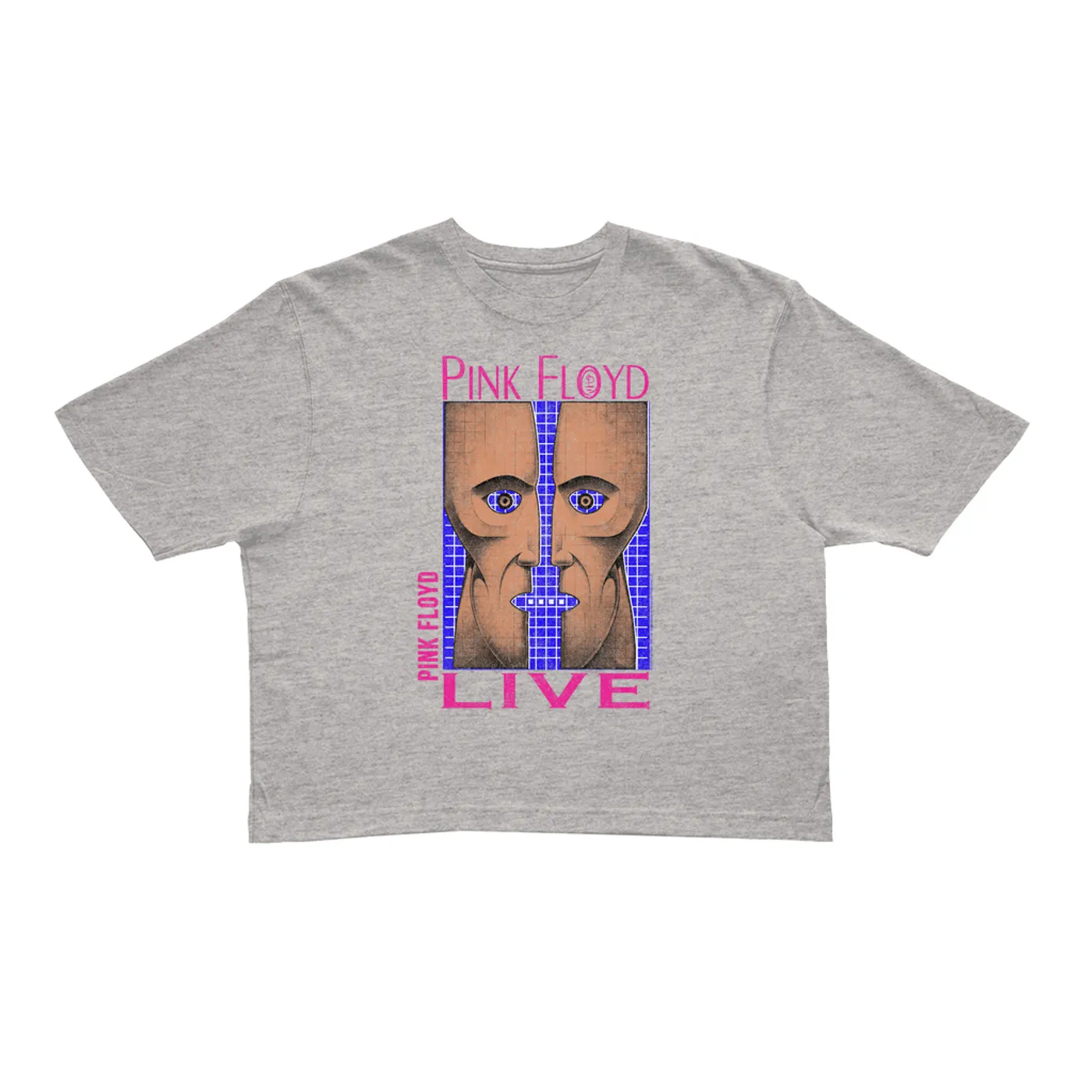 Pink Floyd Ladies' Crop Tee | Neon Blue Pink Division Bell Pink Floyd Crop T-shirt