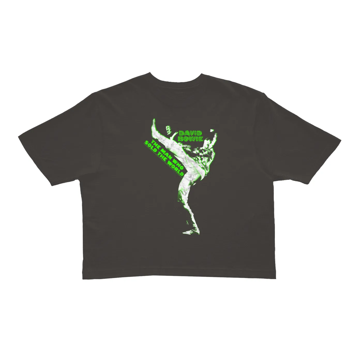 David Bowie Ladies' Crop Tee | Neon Green The Man Who Sold The World David Bowie Crop T-shirt