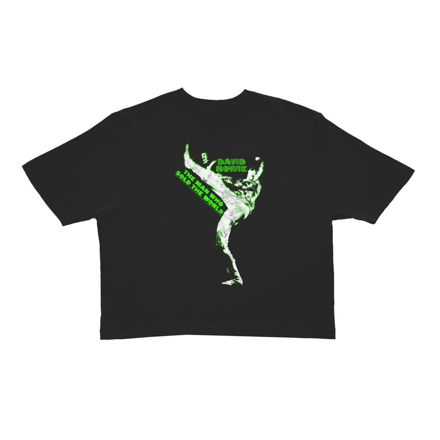 David Bowie Ladies' Crop Tee | Neon Green The Man Who Sold The World David Bowie Crop T-shirt