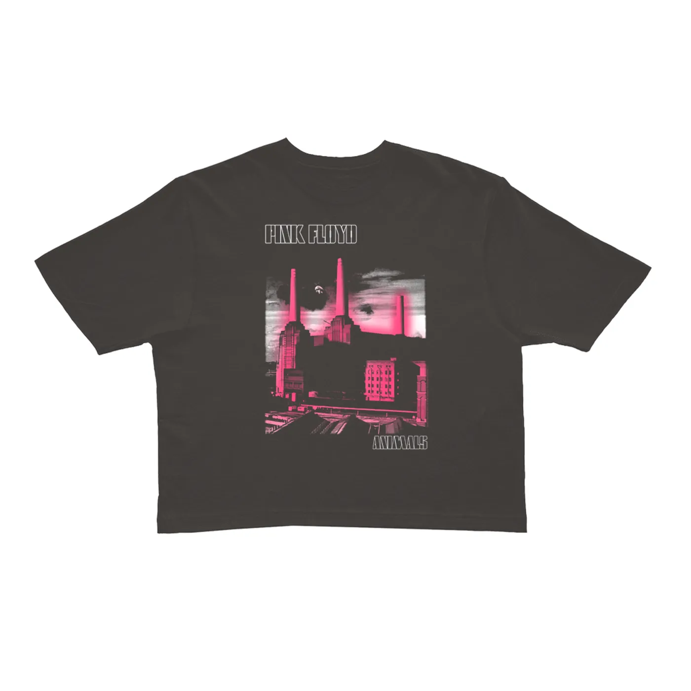 Pink Floyd Ladies' Crop Tee | Animals Album Pink Glow Pink Floyd Crop T-shirt