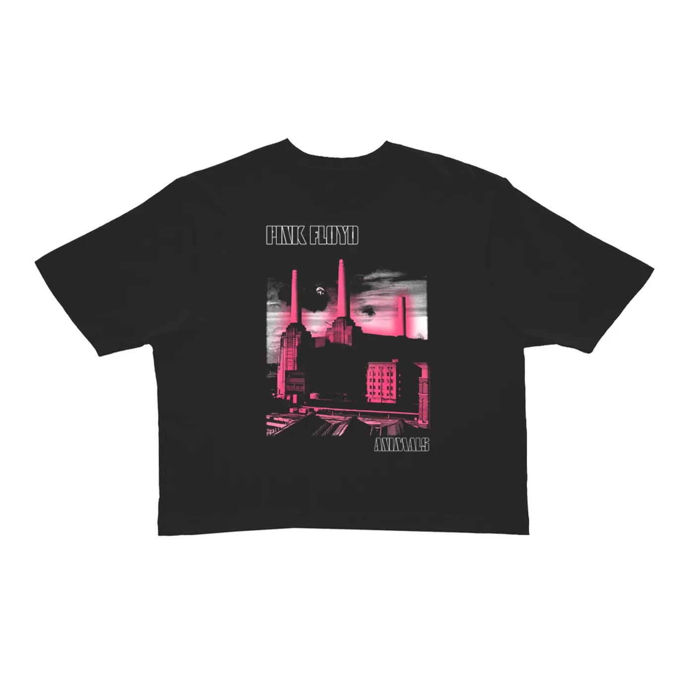 Pink Floyd Ladies' Crop Tee | Animals Album Pink Glow Pink Floyd Crop T-shirt