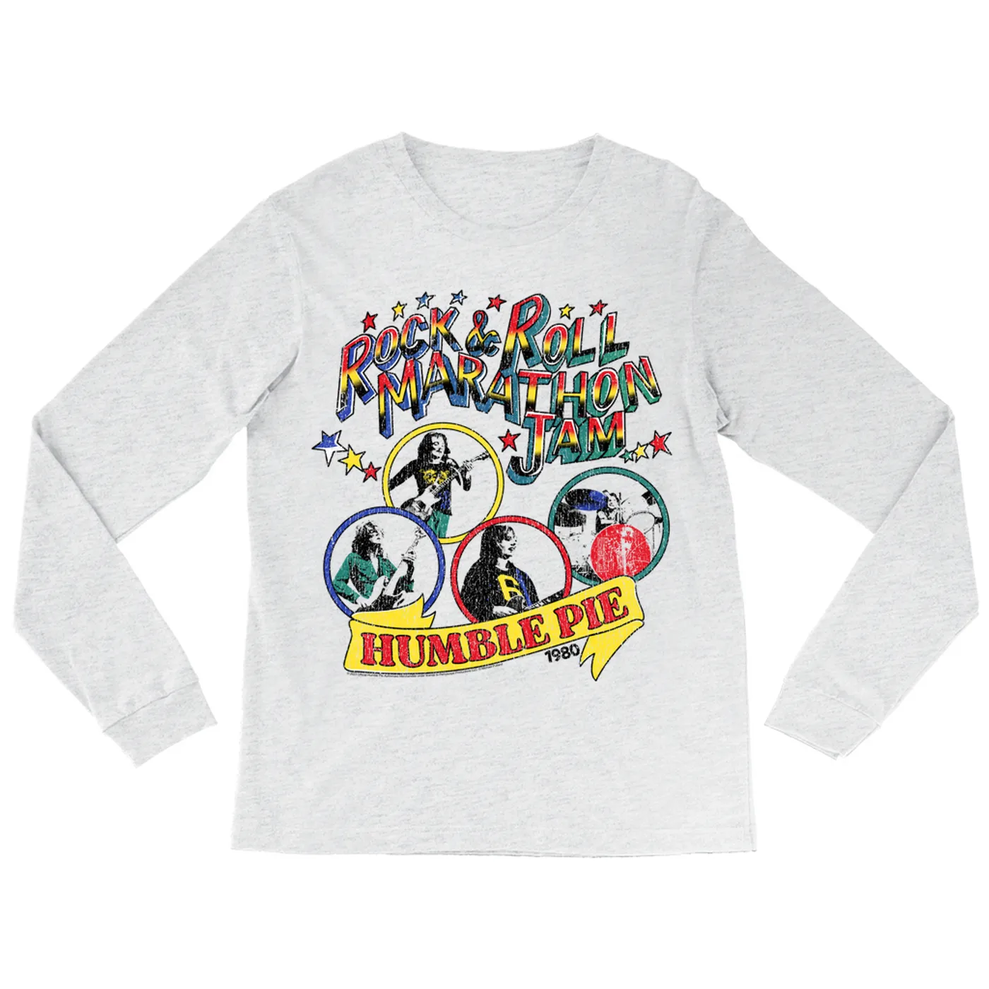 Humble Pie Long Sleeve Shirt | Rock N' Roll Marathon Jam 1980 Distressed (Merchbar Exclusive) Humble Pie Shirt
