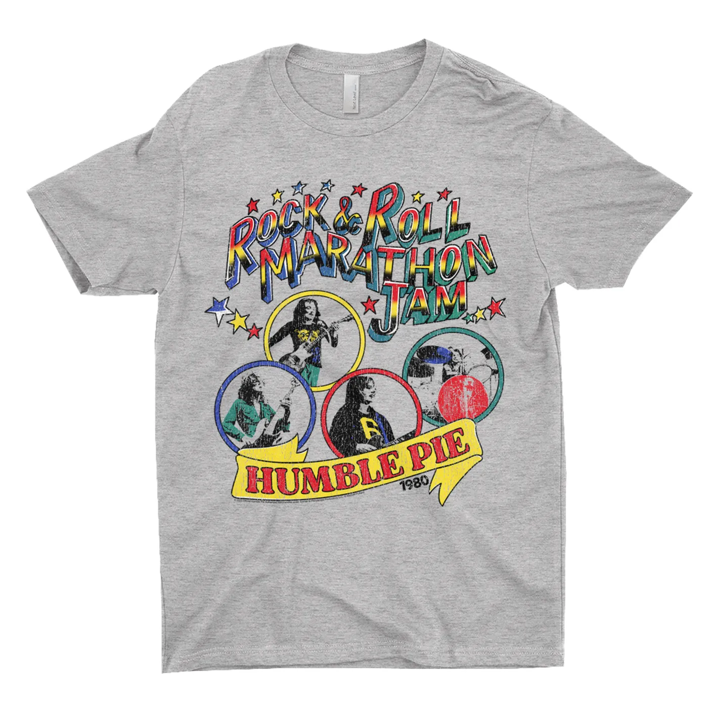 Humble Pie T-Shirt | Rock N' Roll Marathon Jam 1980 Distressed (Merchbar Exclusive) Humble Pie Shirt