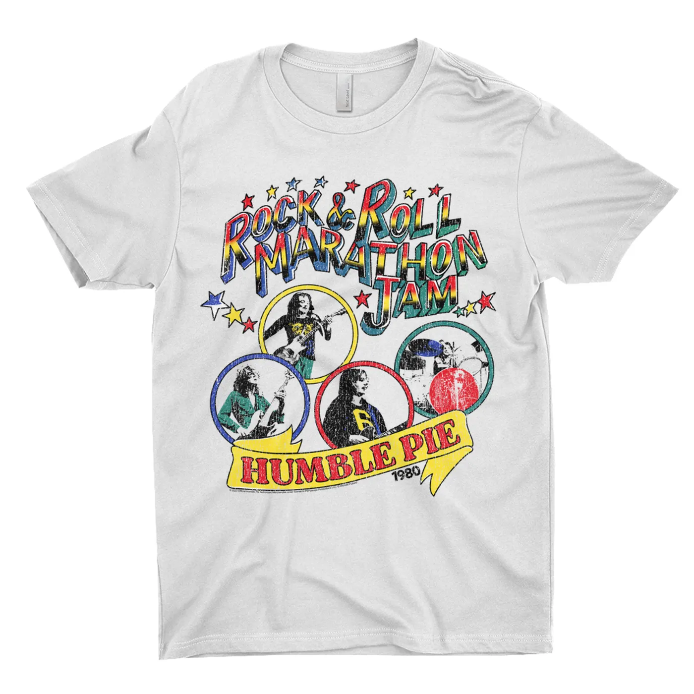 Humble Pie T-Shirt | Rock N' Roll Marathon Jam 1980 Distressed (Merchbar Exclusive) Humble Pie Shirt