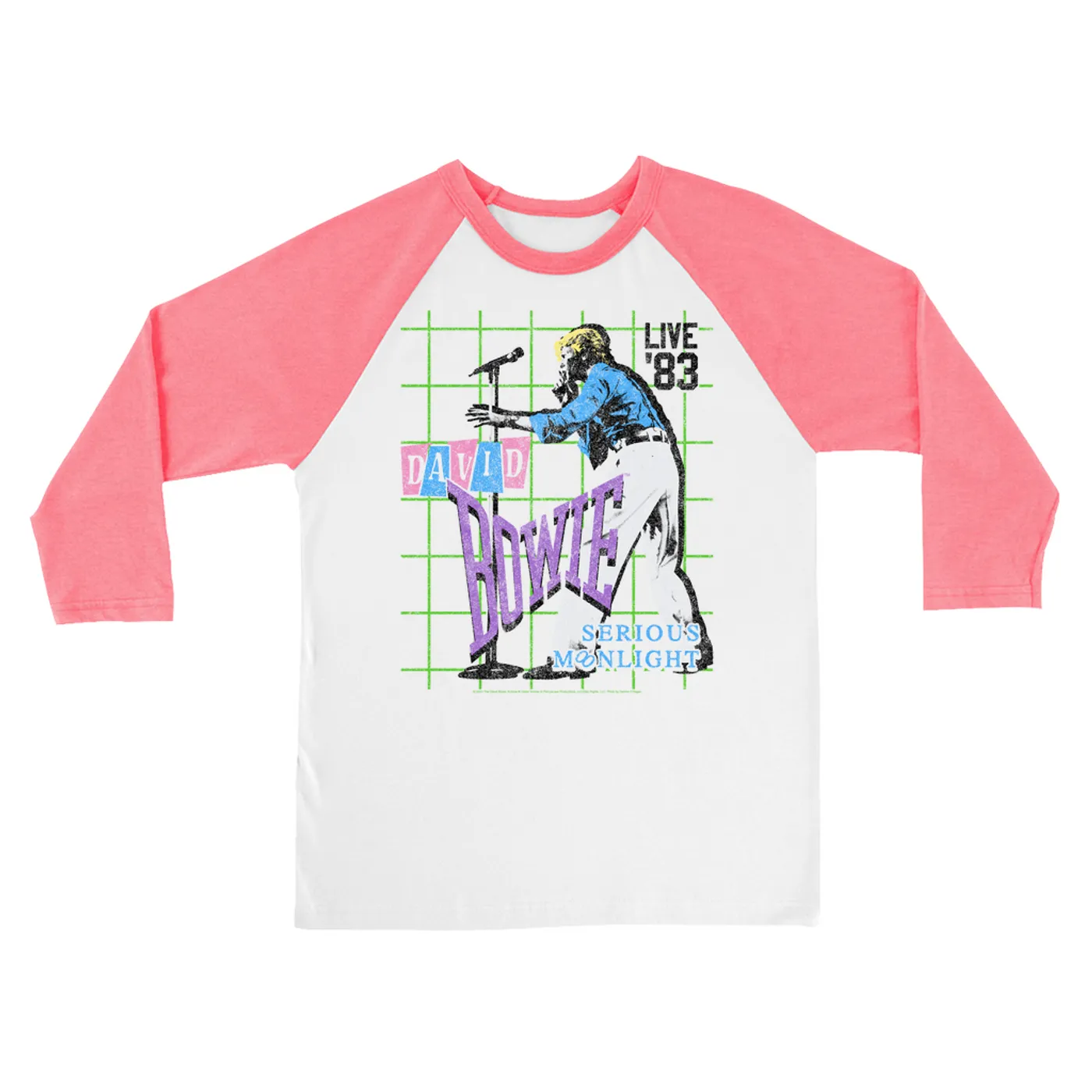 David Bowie 3/4 Sleeve Baseball Tee | LIVE In 1983 Serious Moonlight (Merchbar Exclusive) David Bowie Shirt
