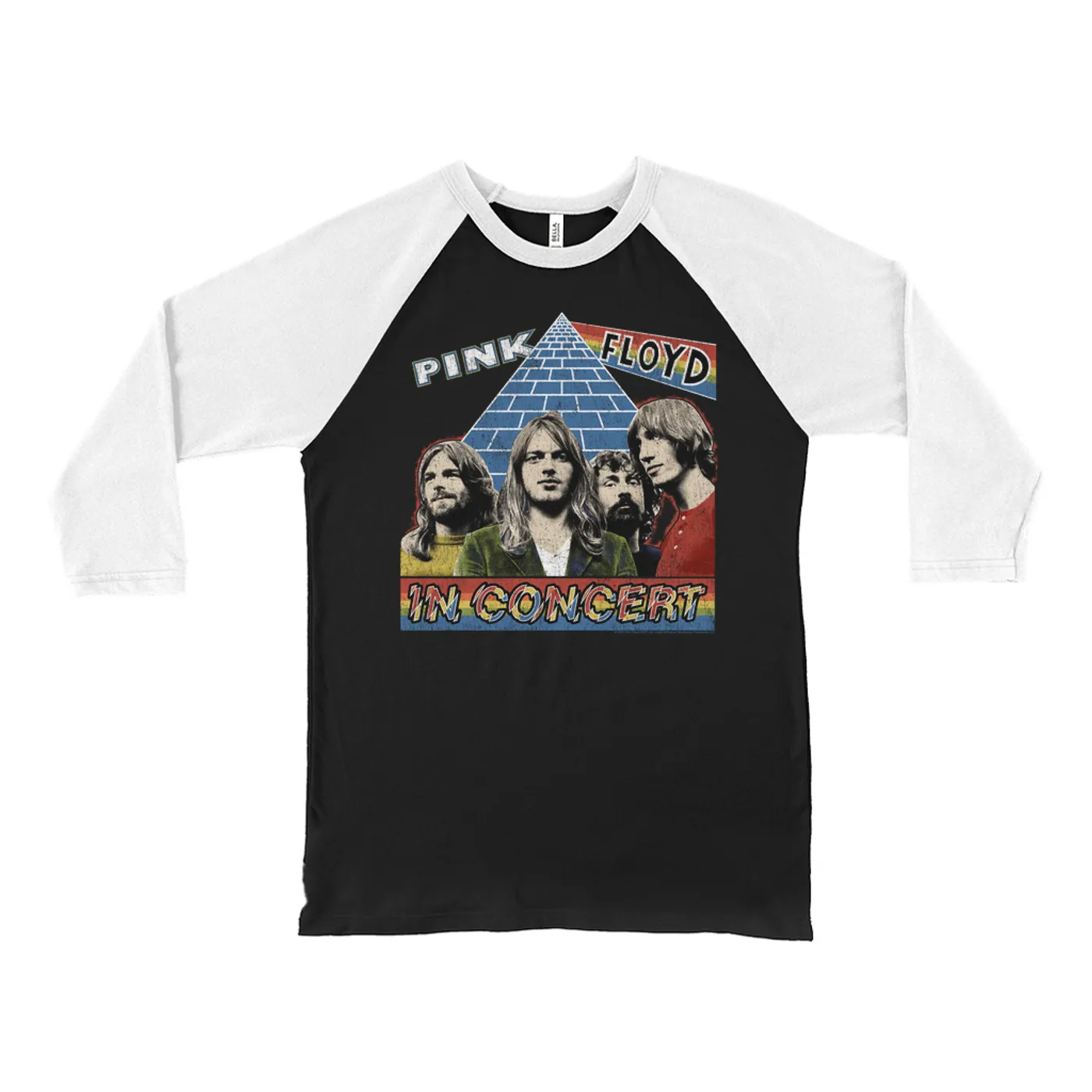 Pink Floyd 3/4 Sleeve Baseball Tee | Dark Side Of The Moon In Concert Distressed Pink Floyd Shirt