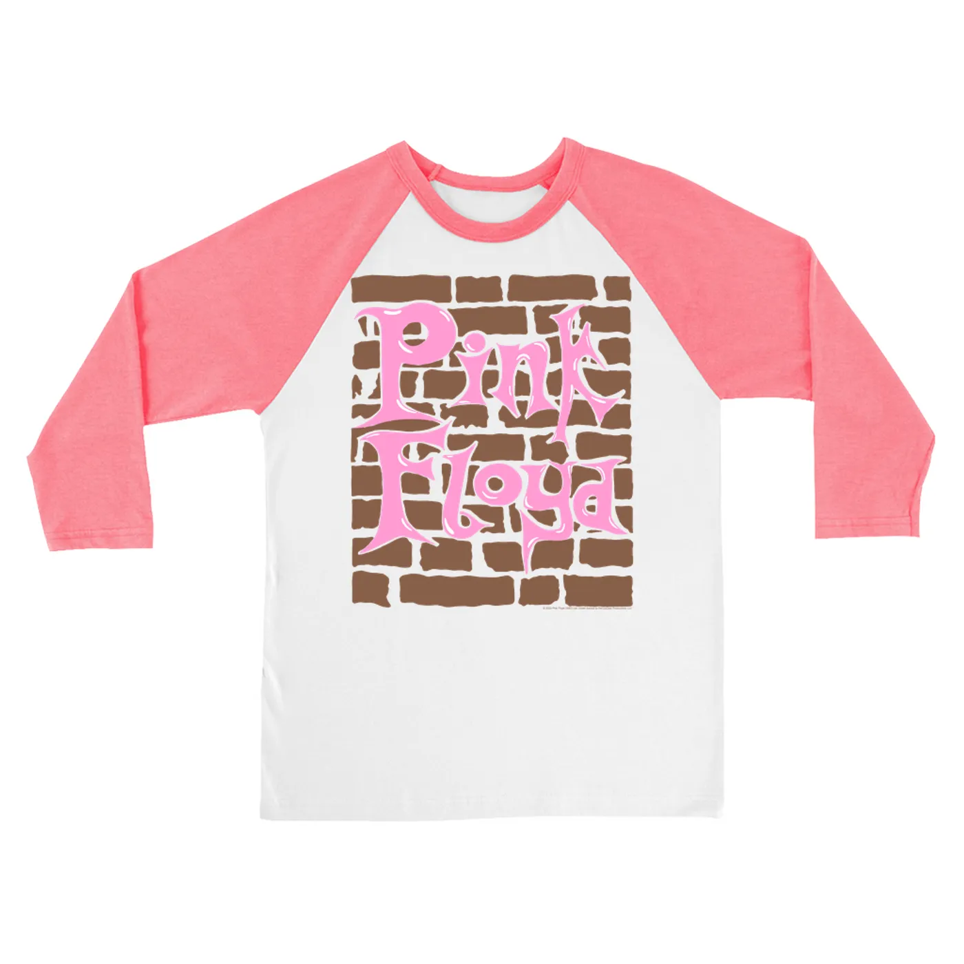 Pink Floyd 3/4 Sleeve Baseball Tee | Retro The Wall Pink Floyd Shirt