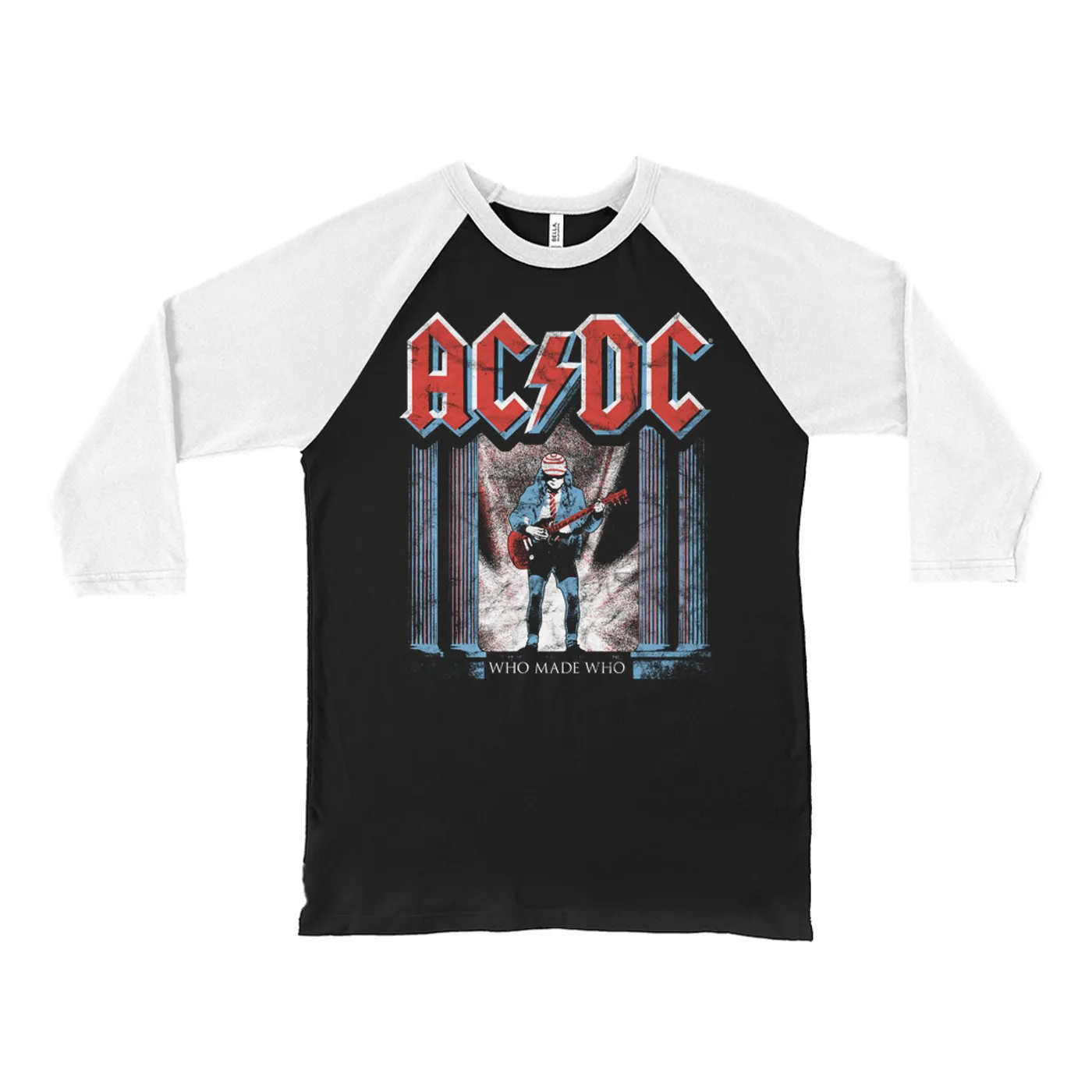 AC/DC 3/4 Sleeve Baseball Tee | Who Made Who Red, White, Blue (Merchbar Exclusive) ACDC Shirt