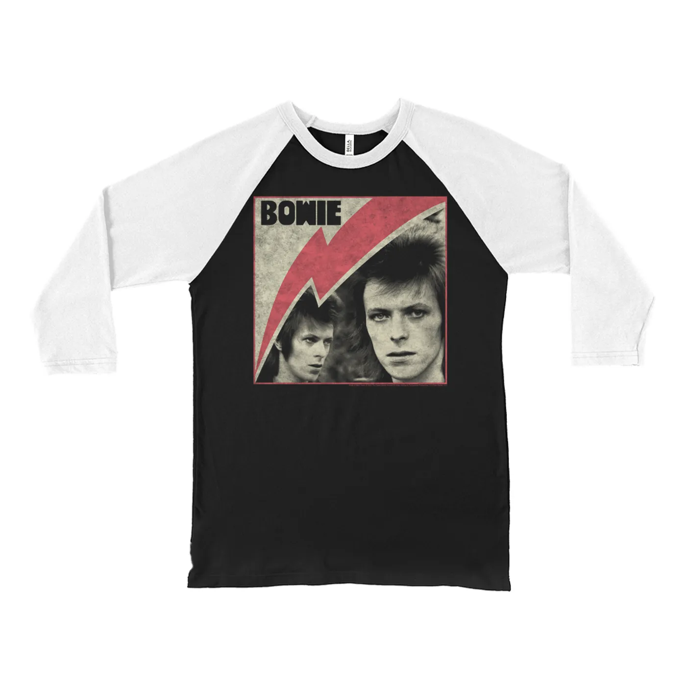 David Bowie 3/4 Sleeve Baseball Tee | Fierce 1972 Collage Distressed (Merchbar Exclusive) David Bowie Shirt