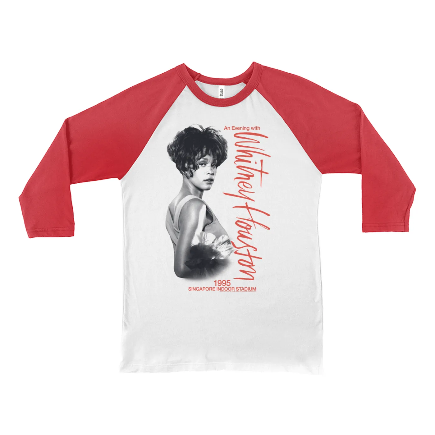 Whitney Houston 3/4 Sleeve Baseball Tee | 1995 Singapore Indoor Stadium Whitney Houston Shirt