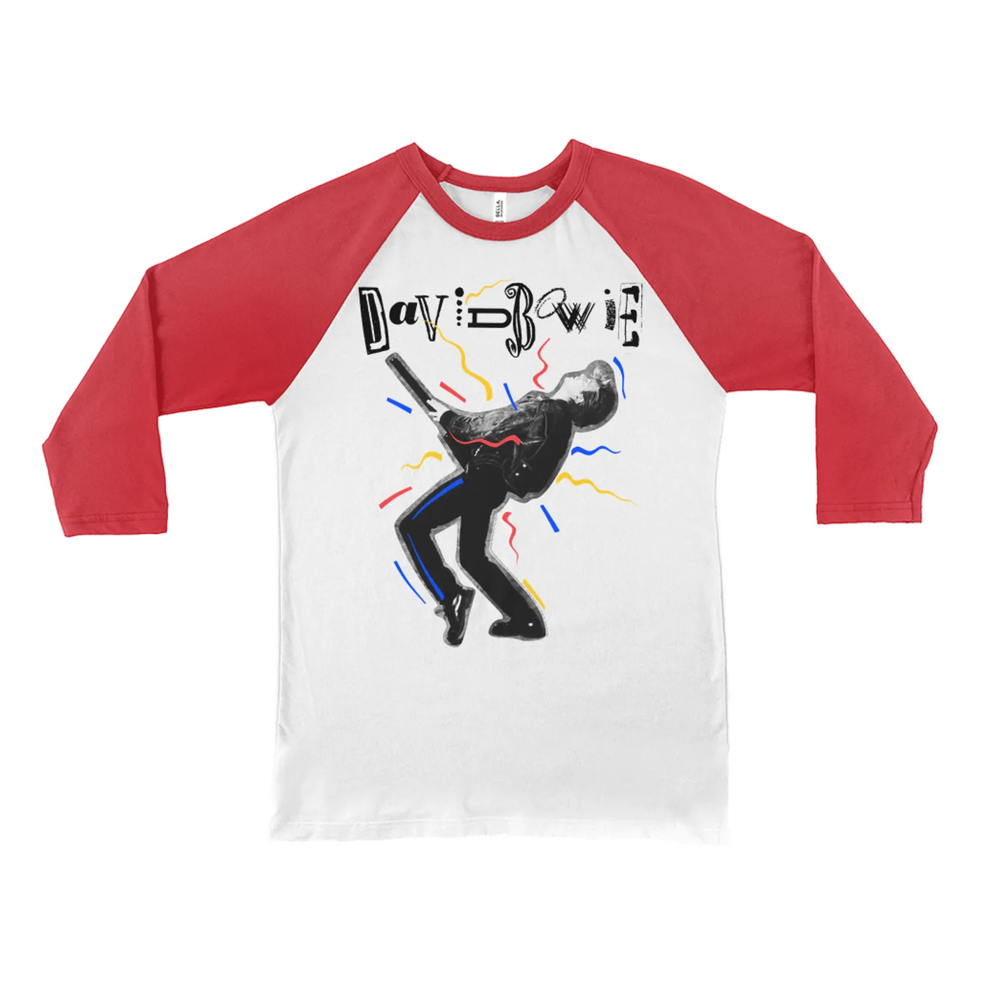 David Bowie 3/4 Sleeve Baseball Tee | The Glass Spider Tour Colorful Image (Merchbar Exclusive) David Bowie Shirt