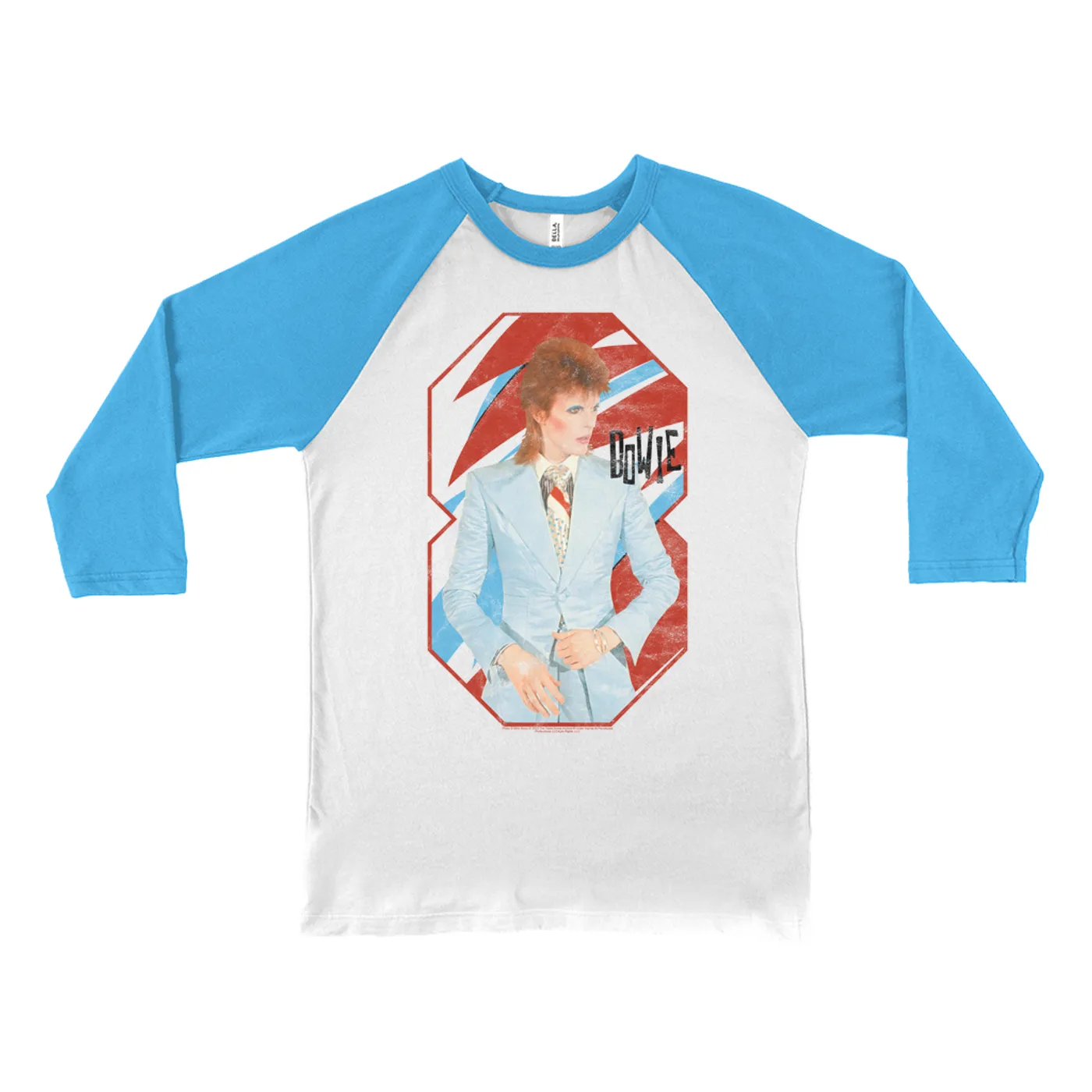 David Bowie 3/4 Sleeve Baseball Tee | Retro Reissue Aladdin Sane Design David Bowie Shirt