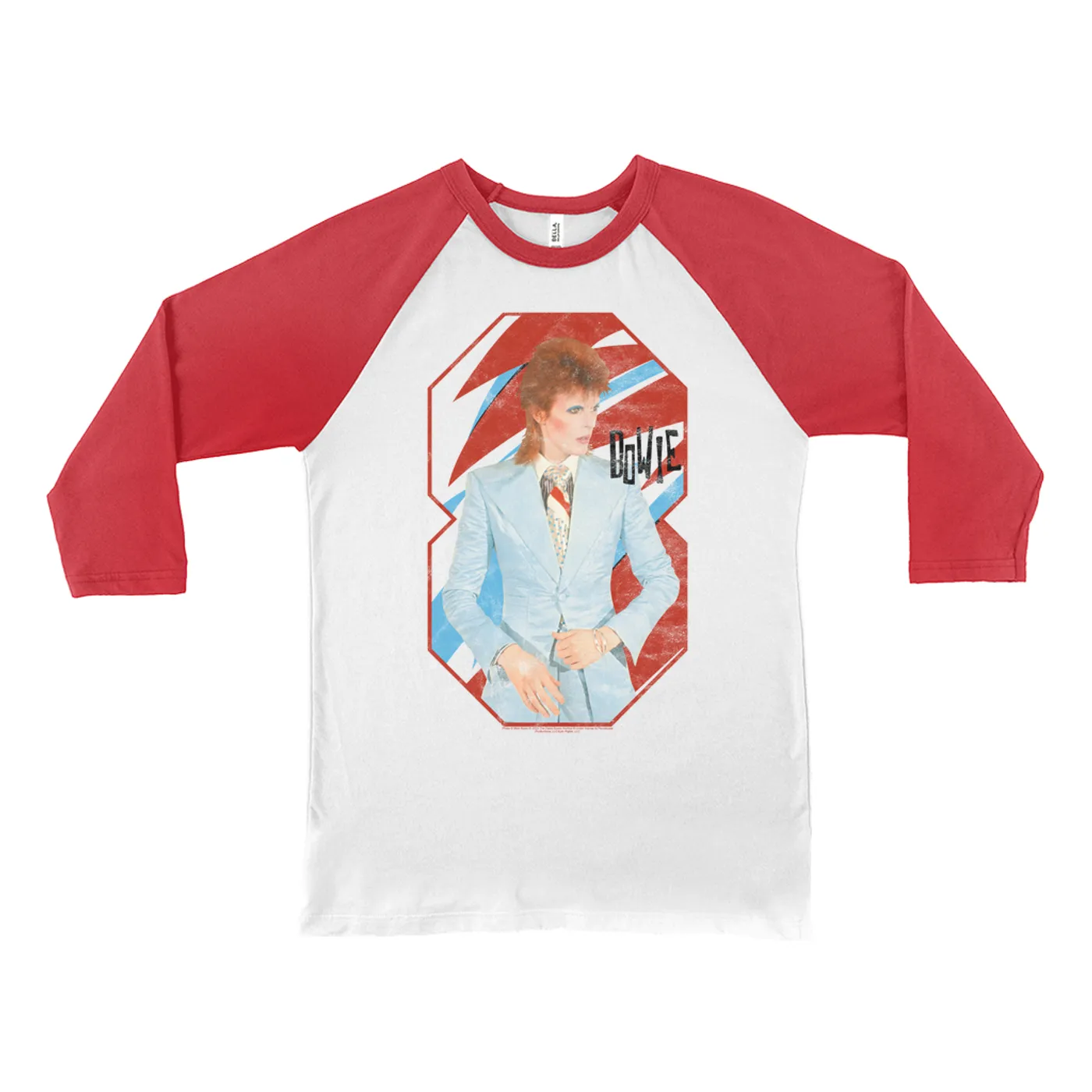 David Bowie 3/4 Sleeve Baseball Tee | Retro Reissue Aladdin Sane Design David Bowie Shirt