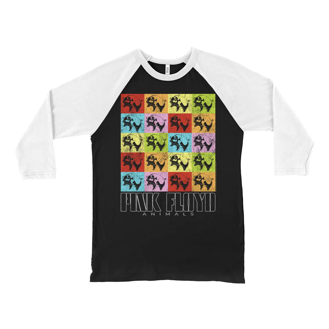 Pink Floyd 3/4 Sleeve Baseball Tee | Animals Album Pop Art Distressed Pink Floyd Shirt
