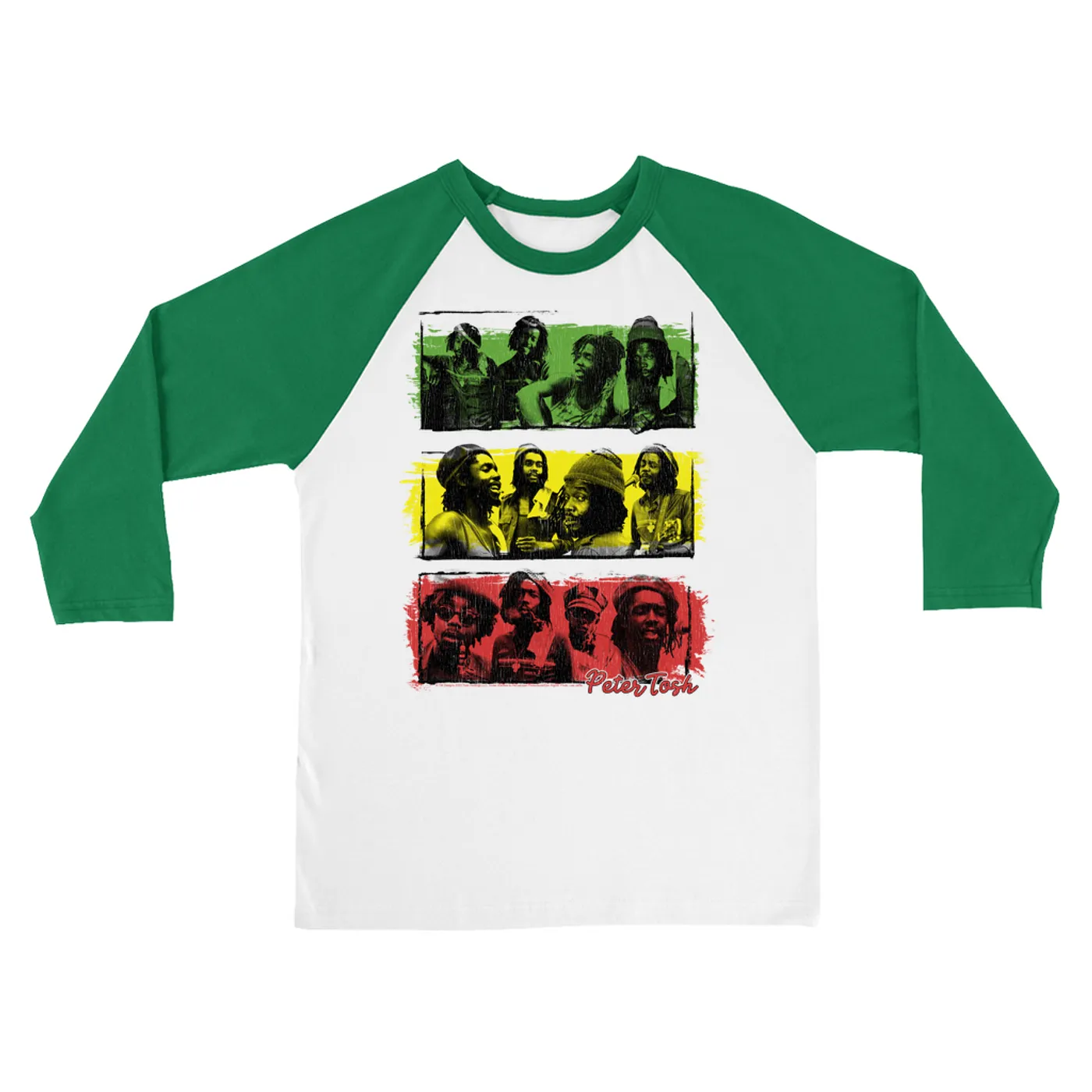 Peter Tosh 3/4 Sleeve Baseball Tee | Reggae Photo Collage (Merchbar Exclusive) Peter Tosh Shirt
