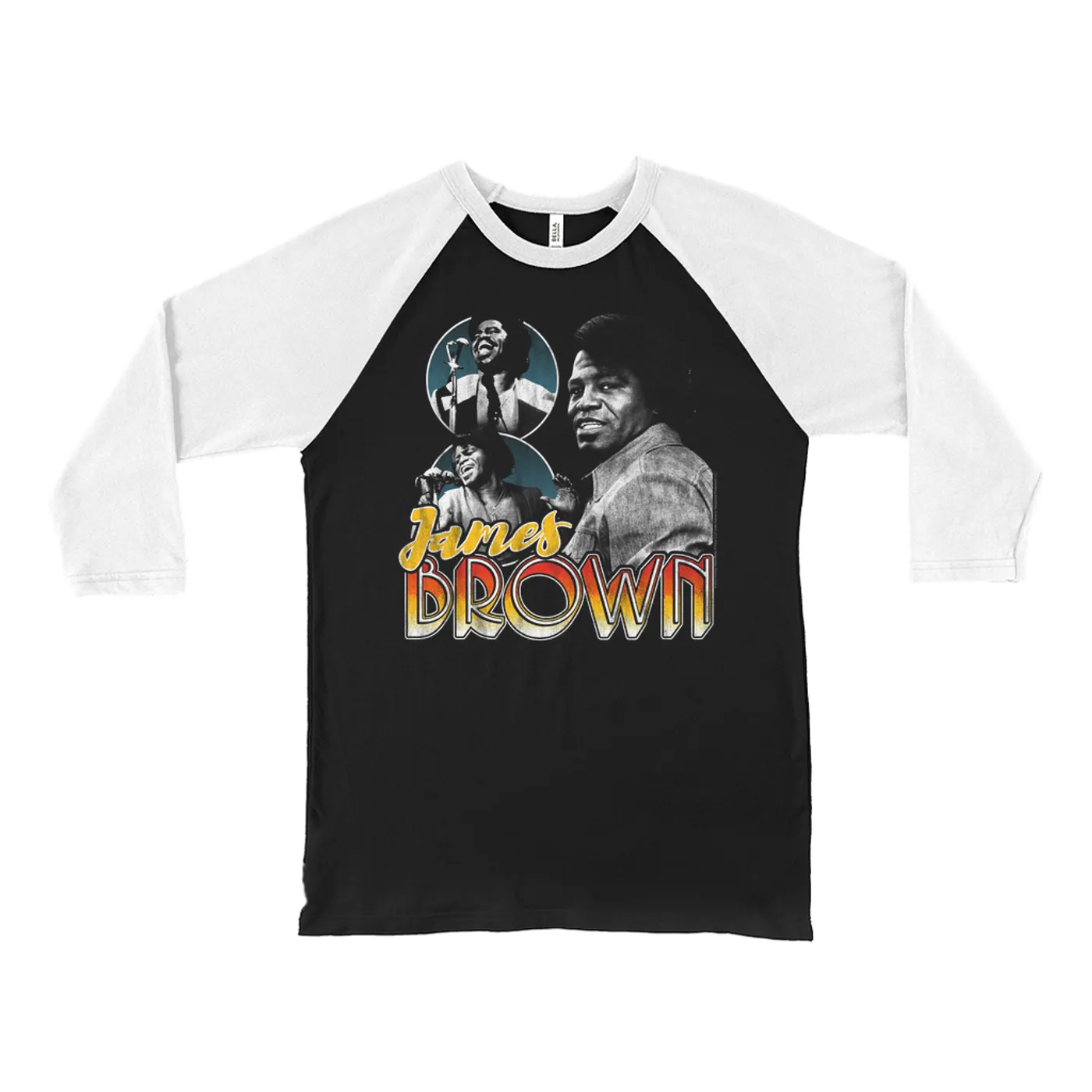 James Brown 3/4 Sleeve Baseball Tee | Retro Godfather Of Soul Collage James Brown Shirt