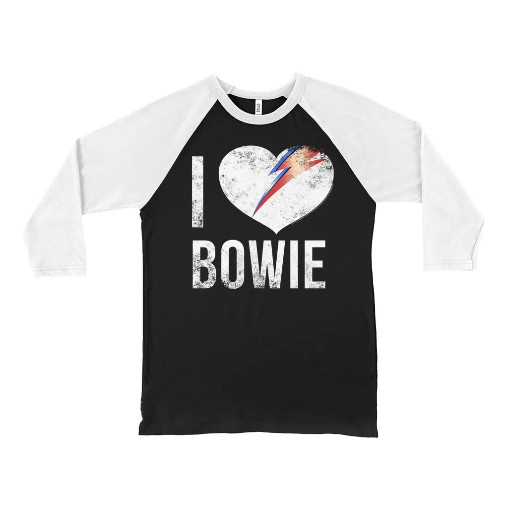 3/4 Sleeve Baseball Tee | I Heart Bowie Distressed Shirt