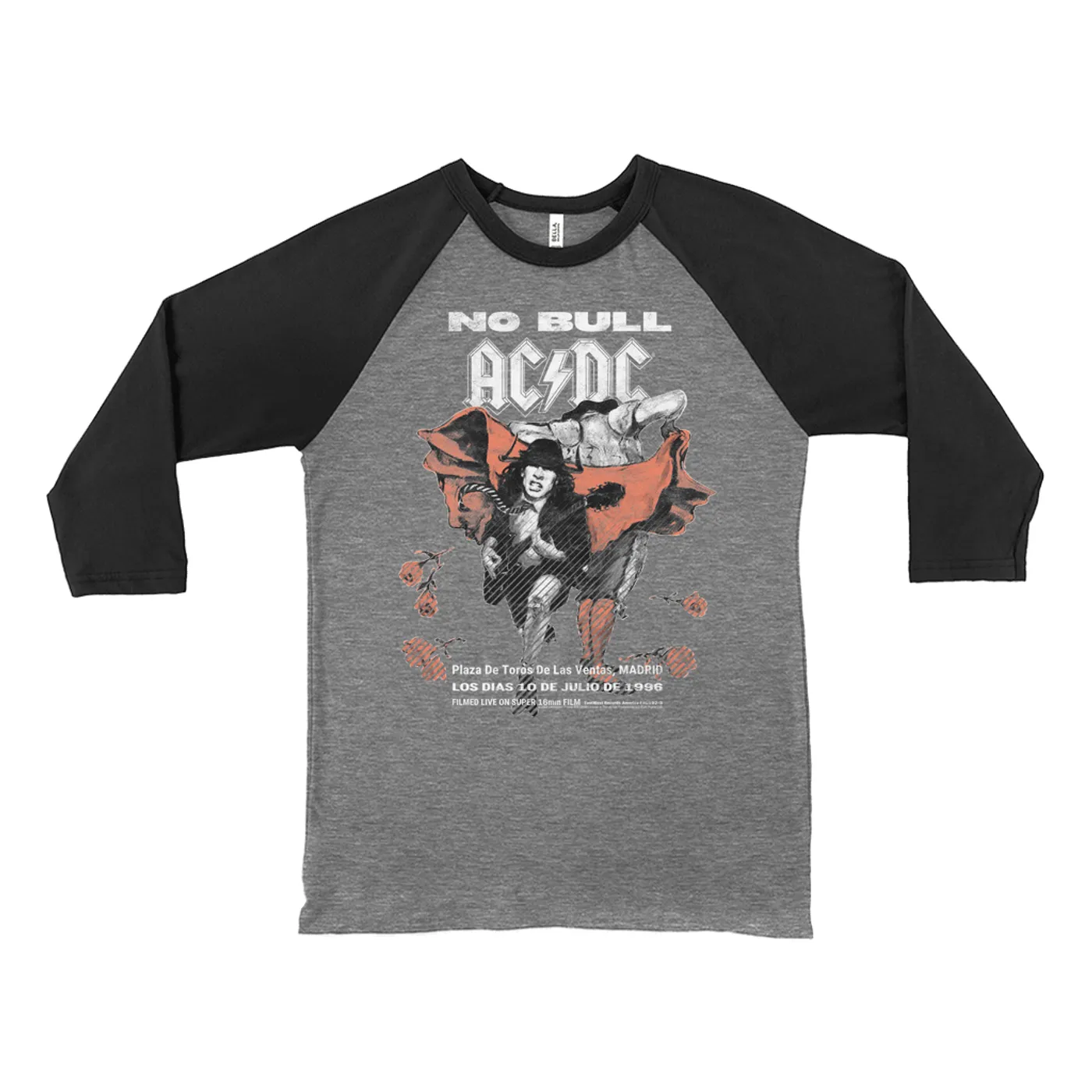 AC/DC 3/4 Sleeve Baseball Tee | No Bull Concert Poster Image ACDC Shirt