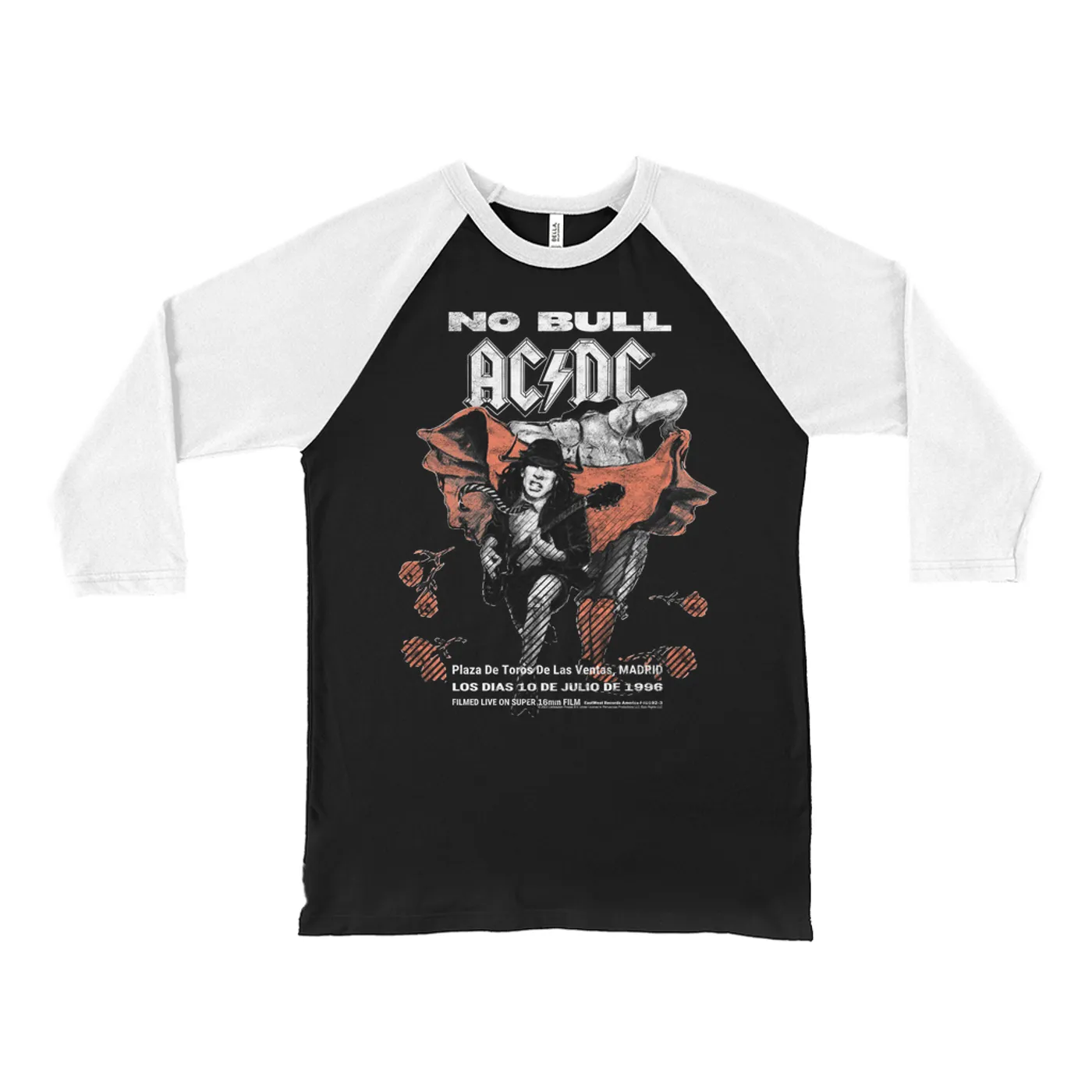 AC/DC 3/4 Sleeve Baseball Tee | No Bull Concert Poster Image ACDC Shirt