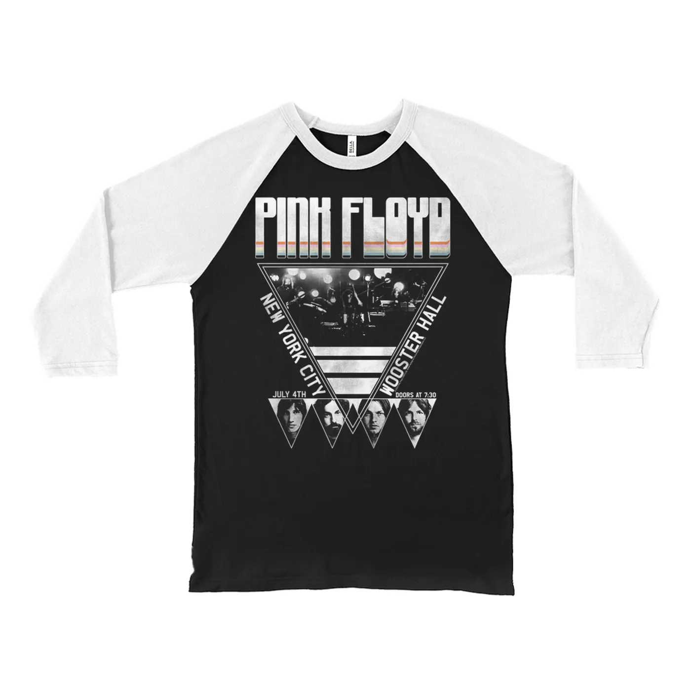 Pink Floyd 3/4 Sleeve Baseball Tee | NYC LIVE In Concert 4th Of July Distressed (Merchbar Exclusive) Pink Floyd Shirt