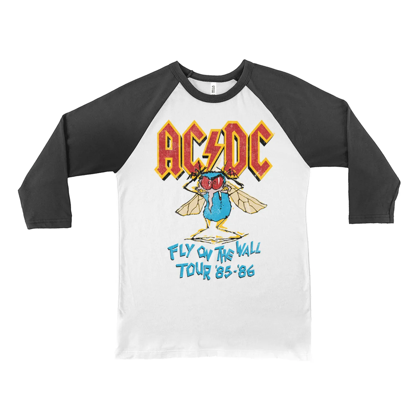 AC/DC 3/4 Sleeve Baseball Tee | Fly On The Wall Tour 1985-1986 ACDC Shirt