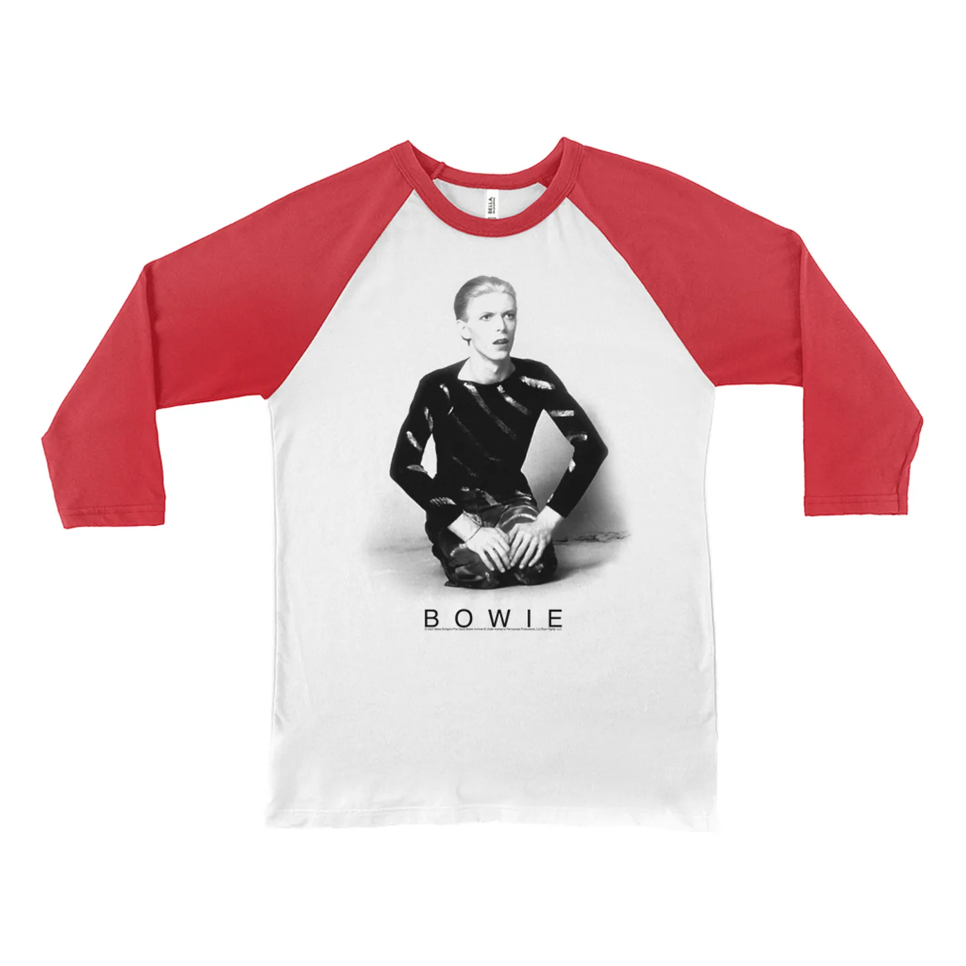 David Bowie 3/4 Sleeve Baseball Tee | 1974 Black And White Photo David Bowie Shirt