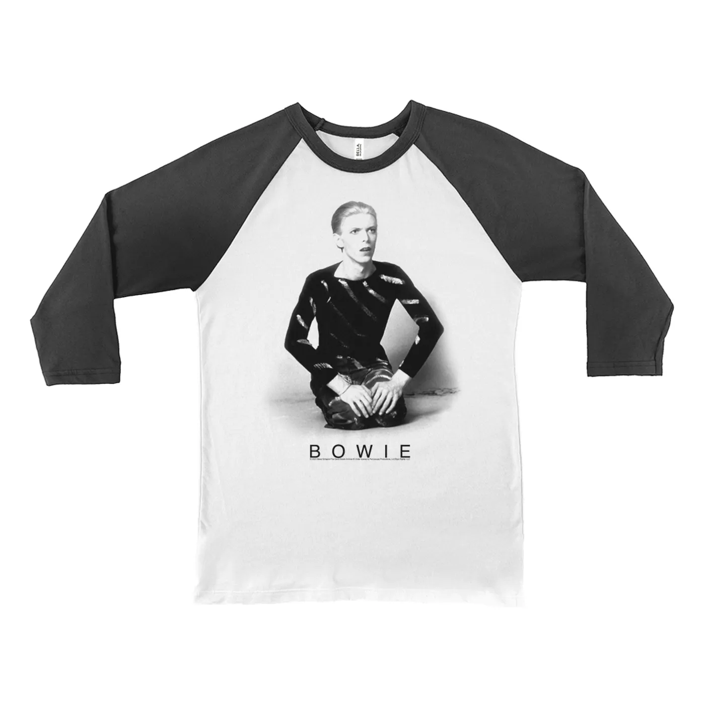 David Bowie 3/4 Sleeve Baseball Tee | 1974 Black And White Photo David Bowie Shirt