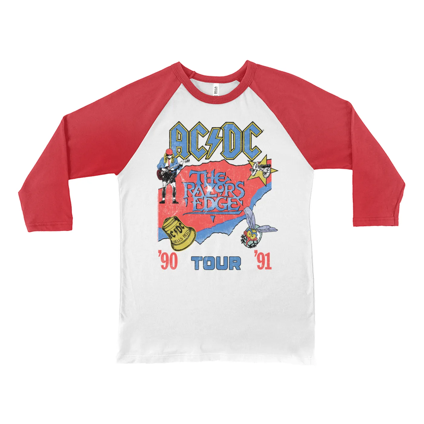 AC/DC 3/4 Sleeve Baseball Tee | The Razors Edge Tour 90-91 ACDC Shirt
