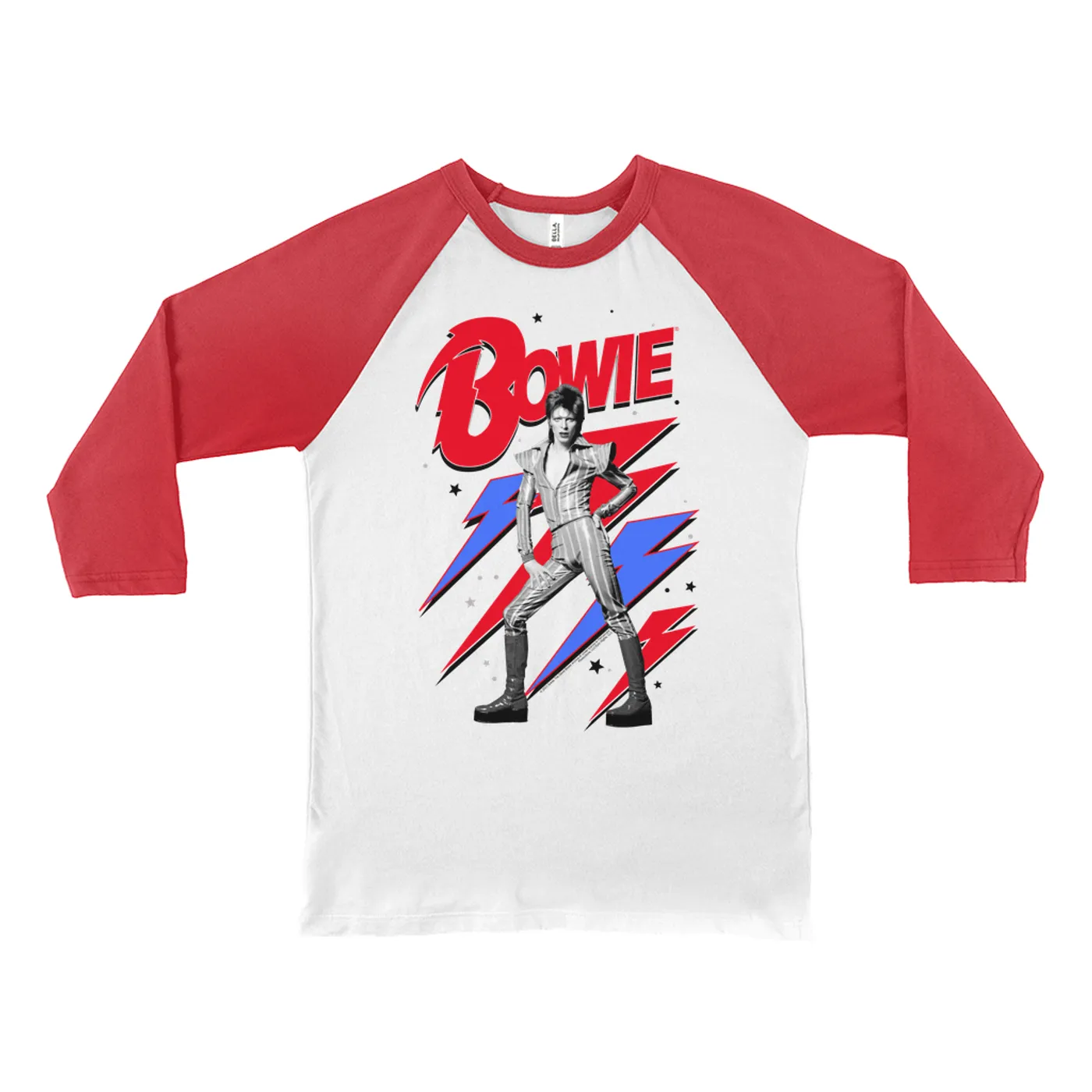 David Bowie 3/4 Sleeve Baseball Tee | Bolts, Stars and Ziggy Stardust David Bowie Shirt
