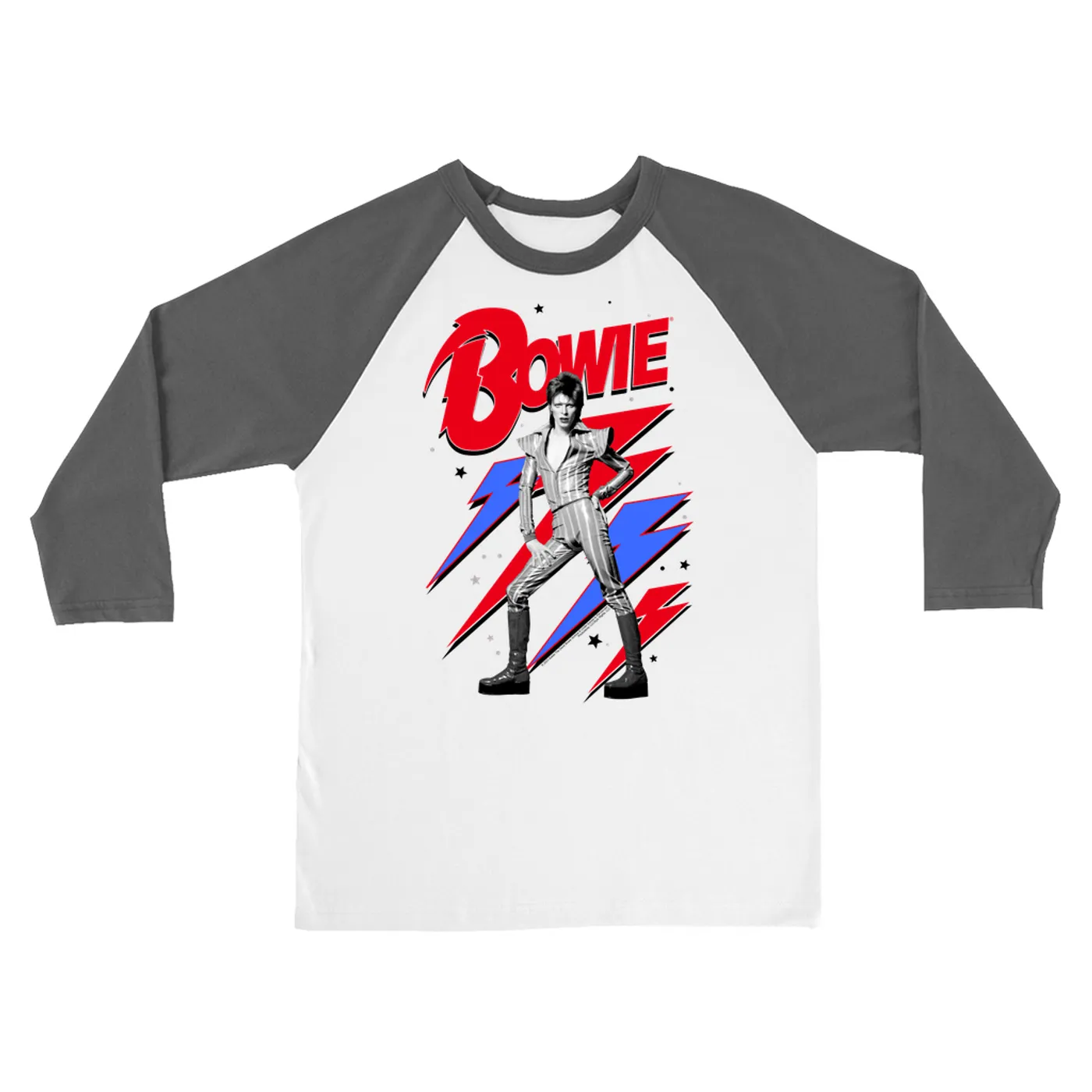 David Bowie 3/4 Sleeve Baseball Tee | Bolts, Stars and Ziggy Stardust David Bowie Shirt