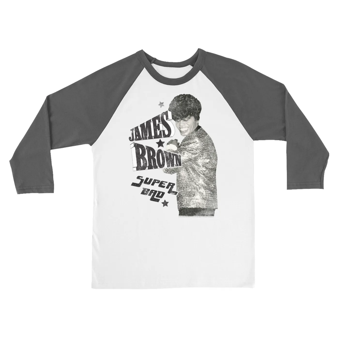 James Brown 3/4 Sleeve Baseball Tee | Super Bad Distressed James Brown Shirt