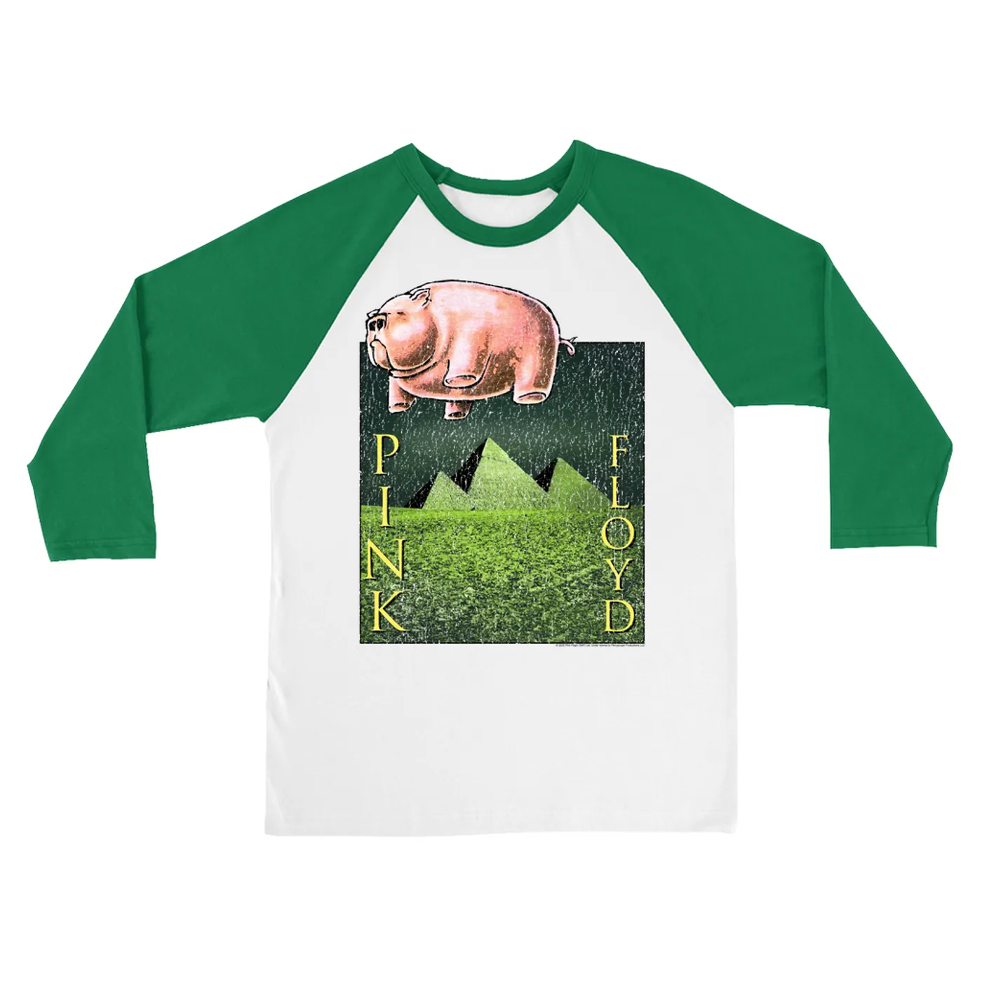 Pink Floyd 3/4 Sleeve Baseball Tee | Animals Meets The Pyramids Distressed Pink Floyd Shirt