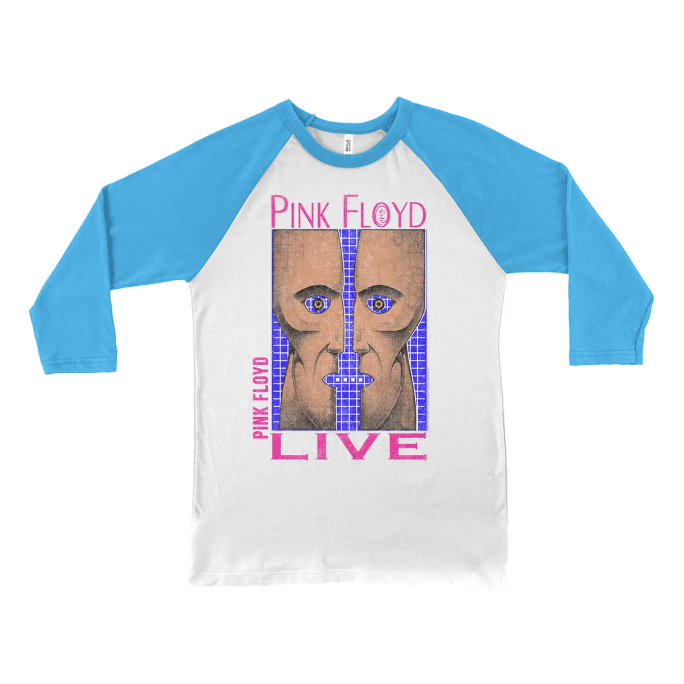 Pink Floyd 3/4 Sleeve Baseball Tee | Neon Blue Pink Division Bell Pink Floyd Shirt