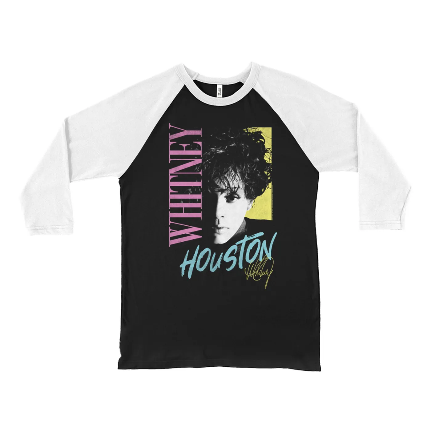 Whitney Houston 3/4 Sleeve Baseball Tee | Pastels Close Up (Merchbar Exclusive) Whitney Houston Shirt