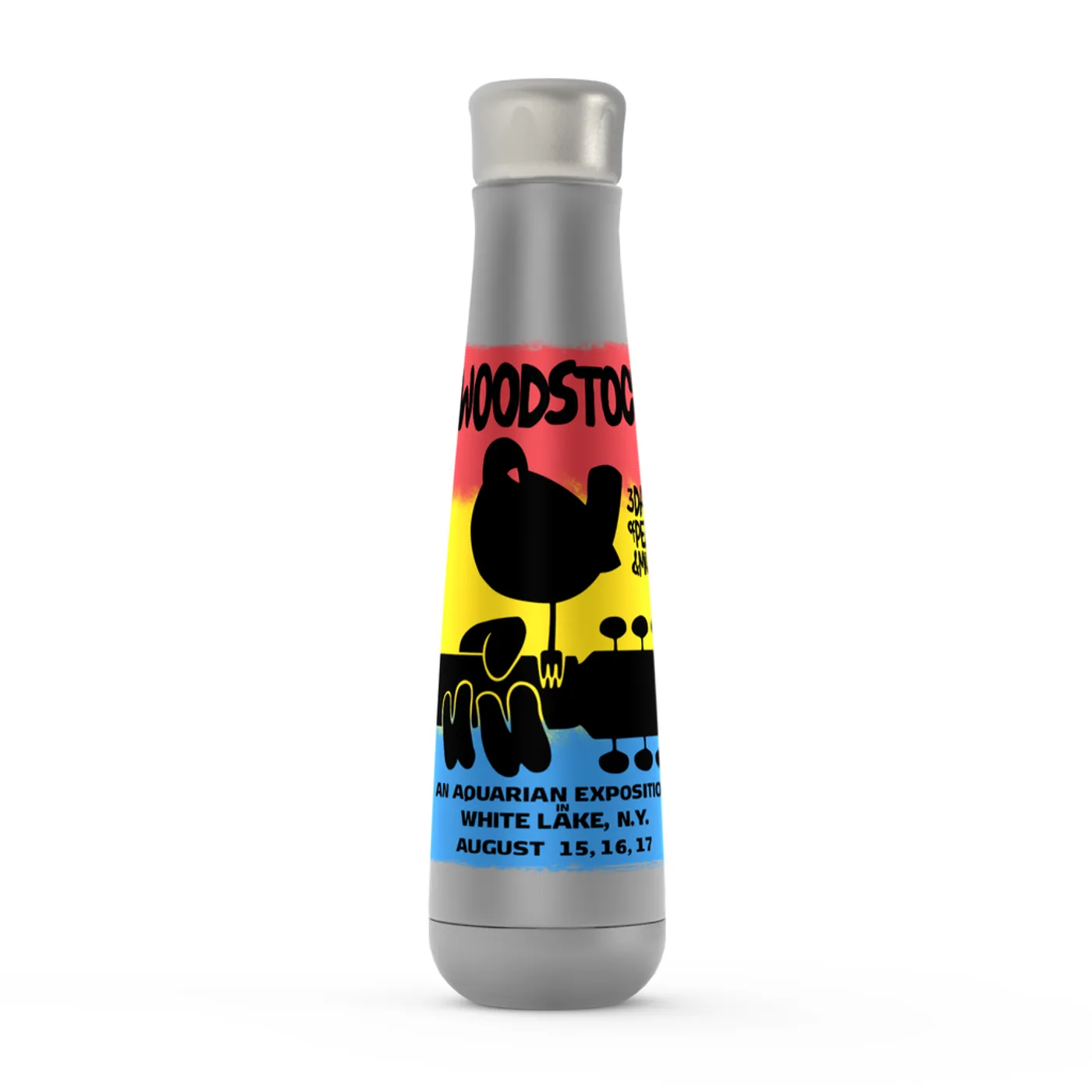 Woodstock Peristyle Water Bottle | Colorful Ombre Festival Poster Image Woodstock Water Bottle