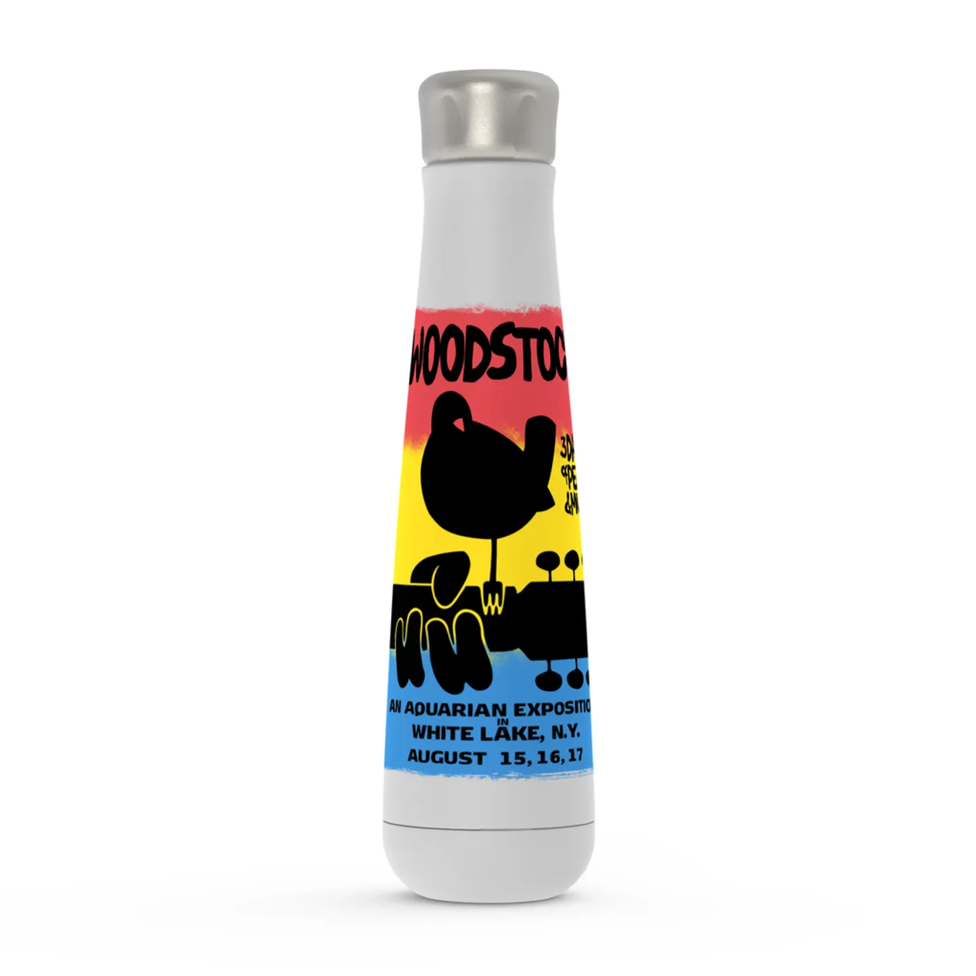 Woodstock Peristyle Water Bottle | Colorful Ombre Festival Poster Image Woodstock Water Bottle