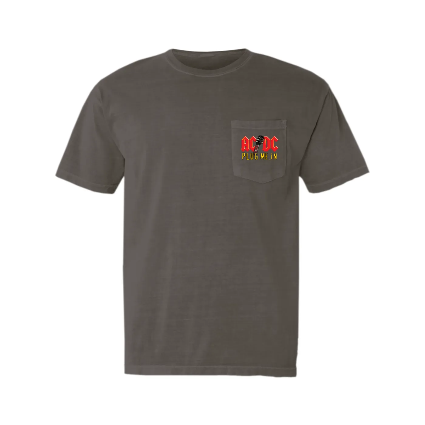 AC/DC T-Shirt | Plug Me In With Logo Image ACDC Pocket T-shirt
