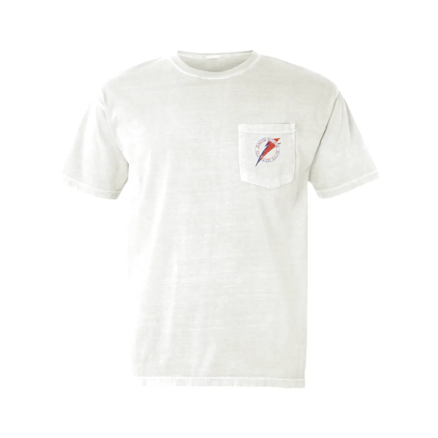 David Bowie T-Shirt | Red And Blue Aladdin Sane Logo Distressed David Bowie Pocket T-shirt