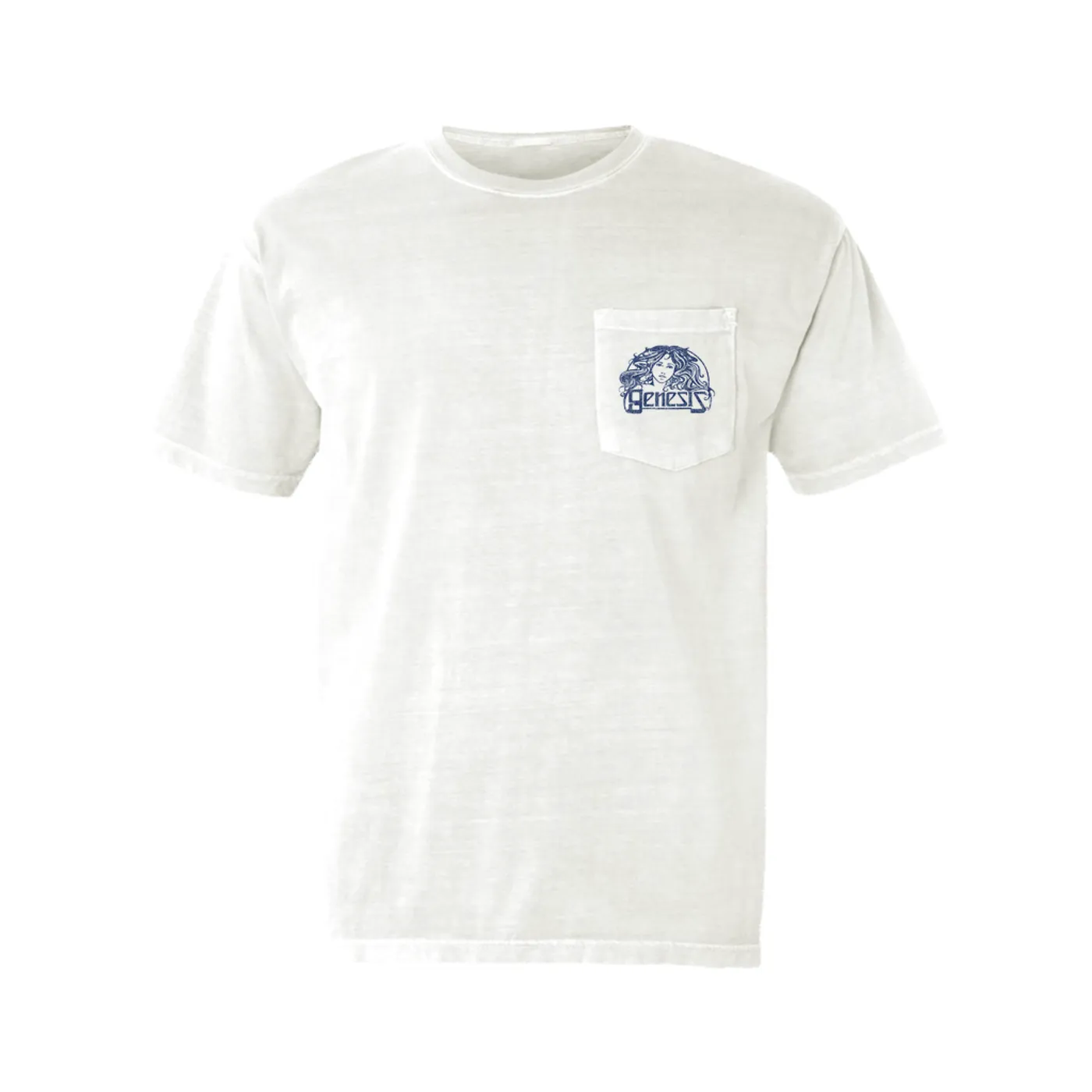 Genesis T-Shirt | Navy Vintage Art Nouveau Logo Distressed  (Merchbar Exclusive) Genesis Pocket T-shirt